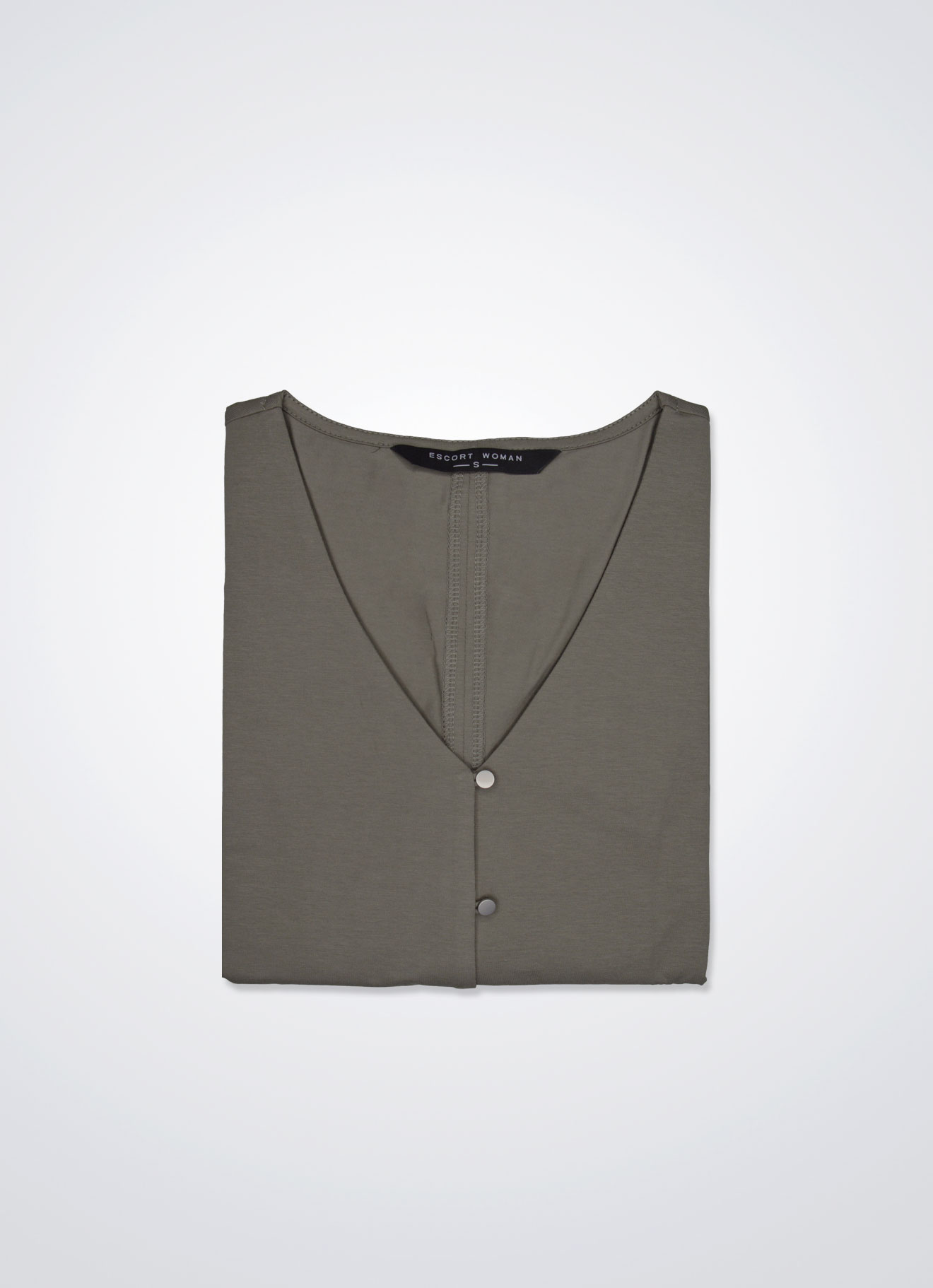 Dusky-Green by V-Neck Blouse