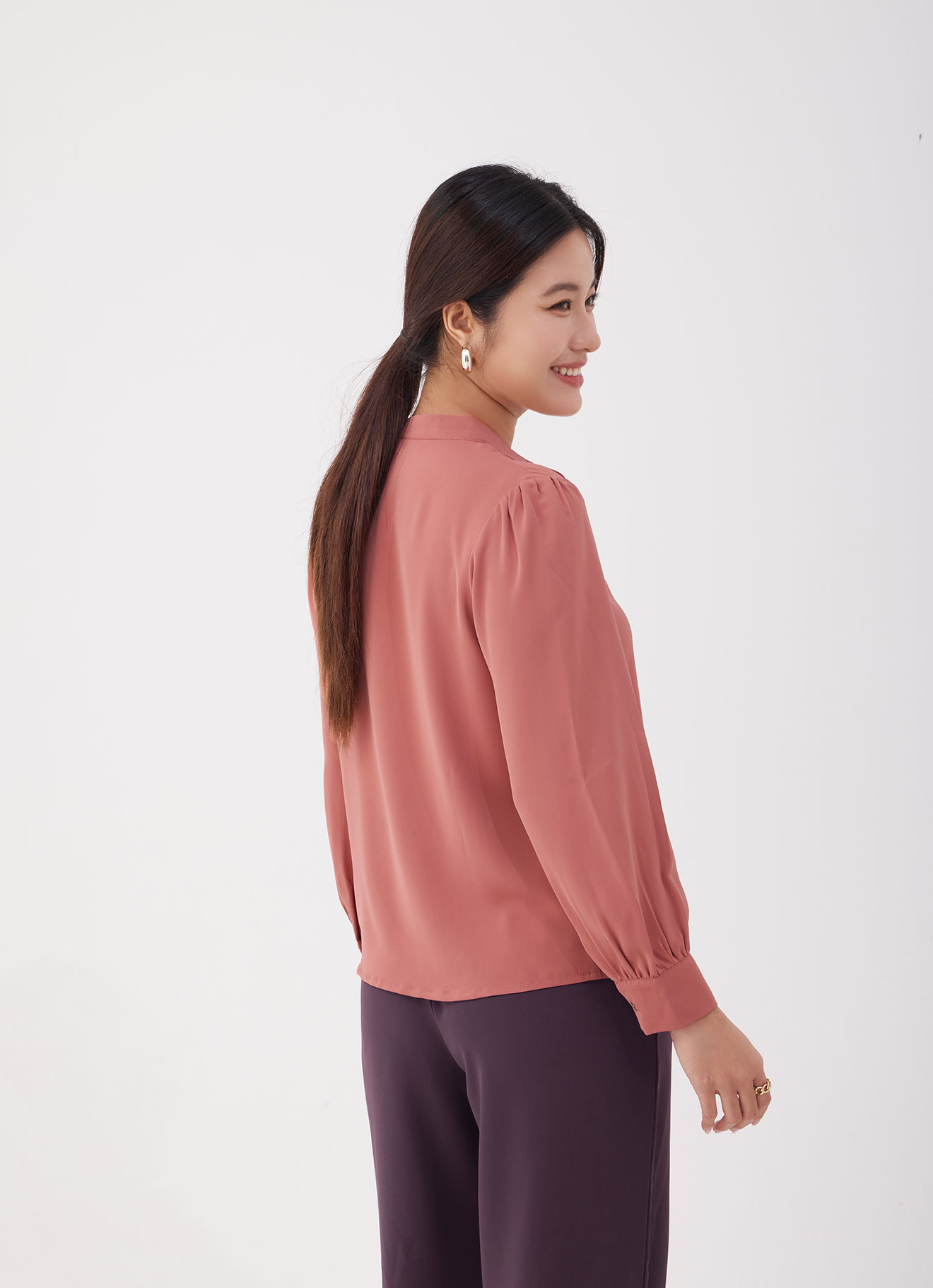 Dusty-Cedar  by Long-sleeved Blouse