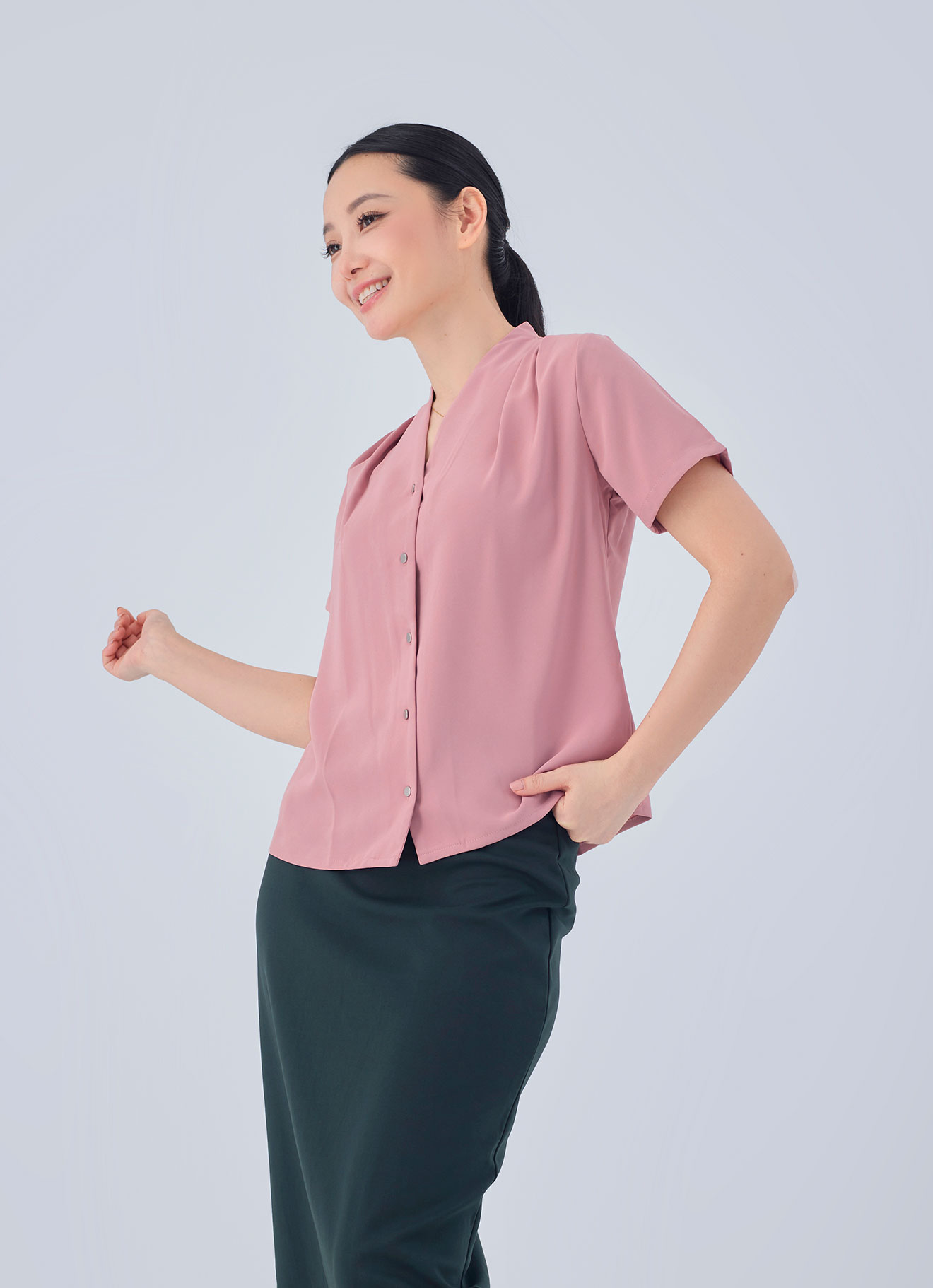 Dusty-Pink  by Sleeve Blouse