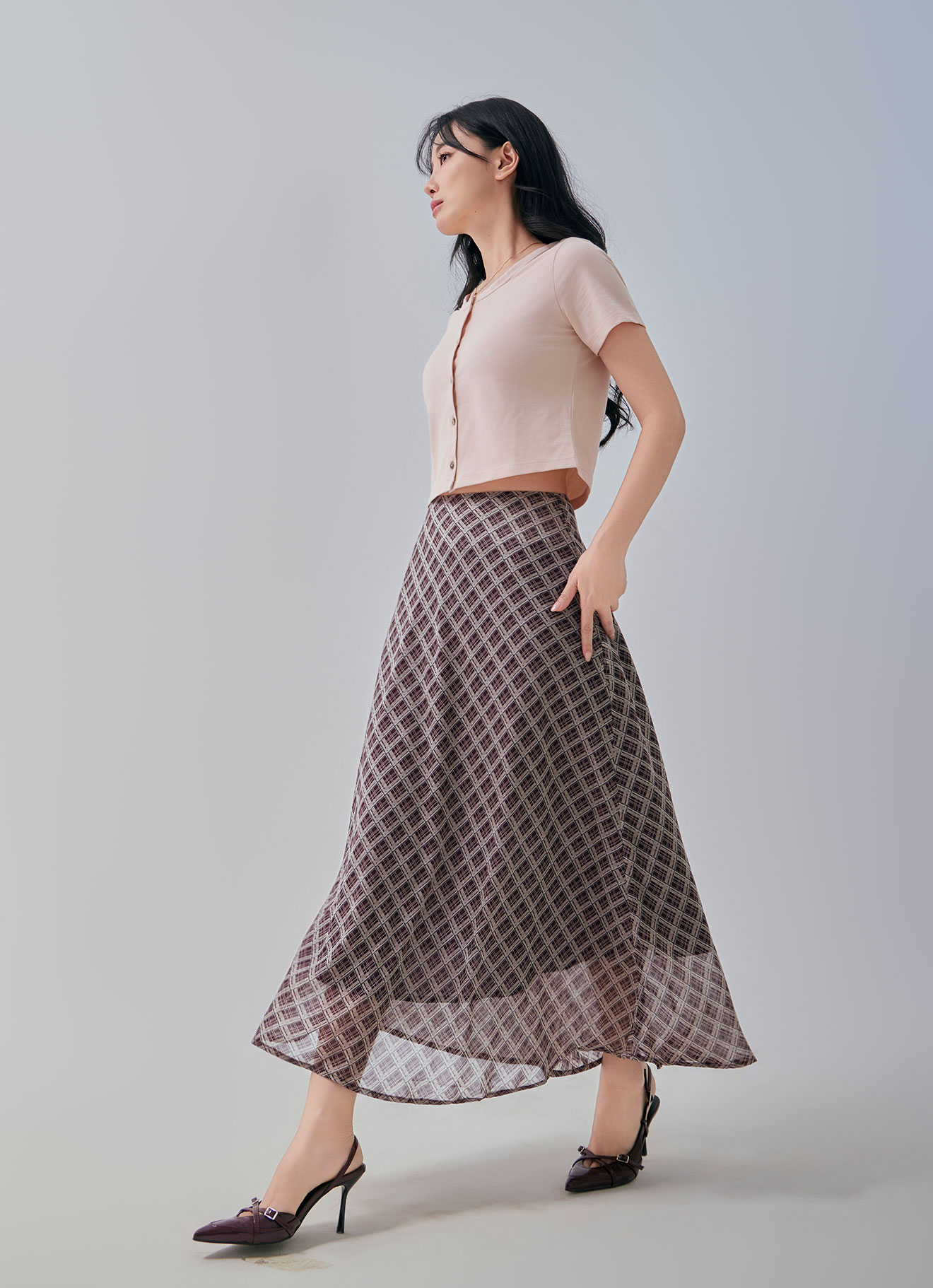 Eggplant  by A-Line Maxi Skirt