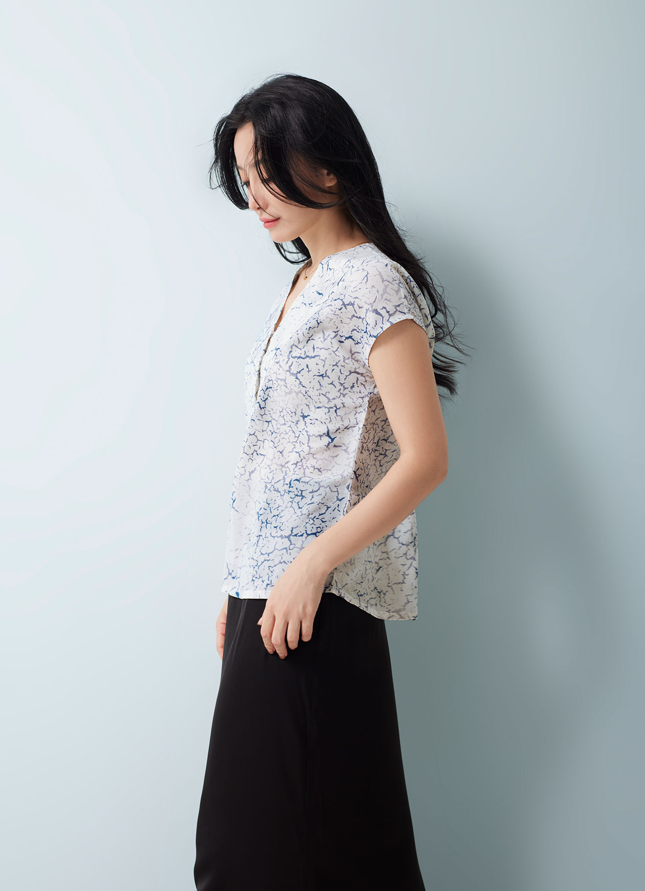 Ensign-Blue by Sleeve Blouse
