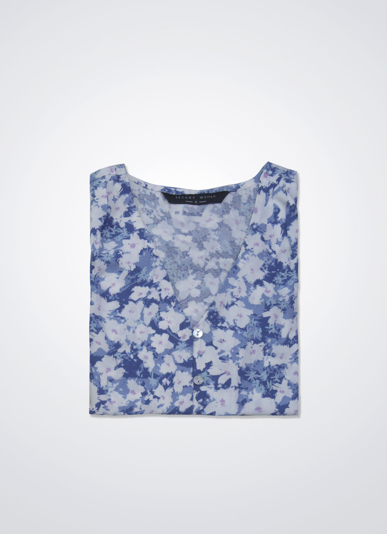 Ensign-Blue by V-Neck Blouse