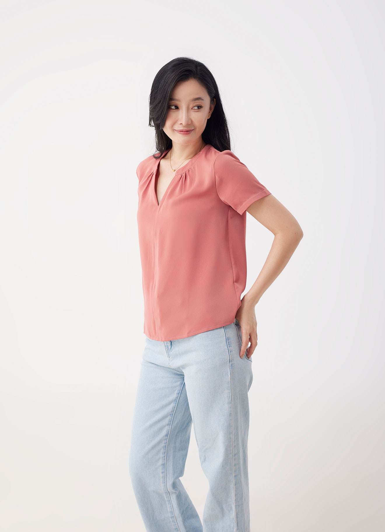 Faded-Rose by Sleeve Blouse