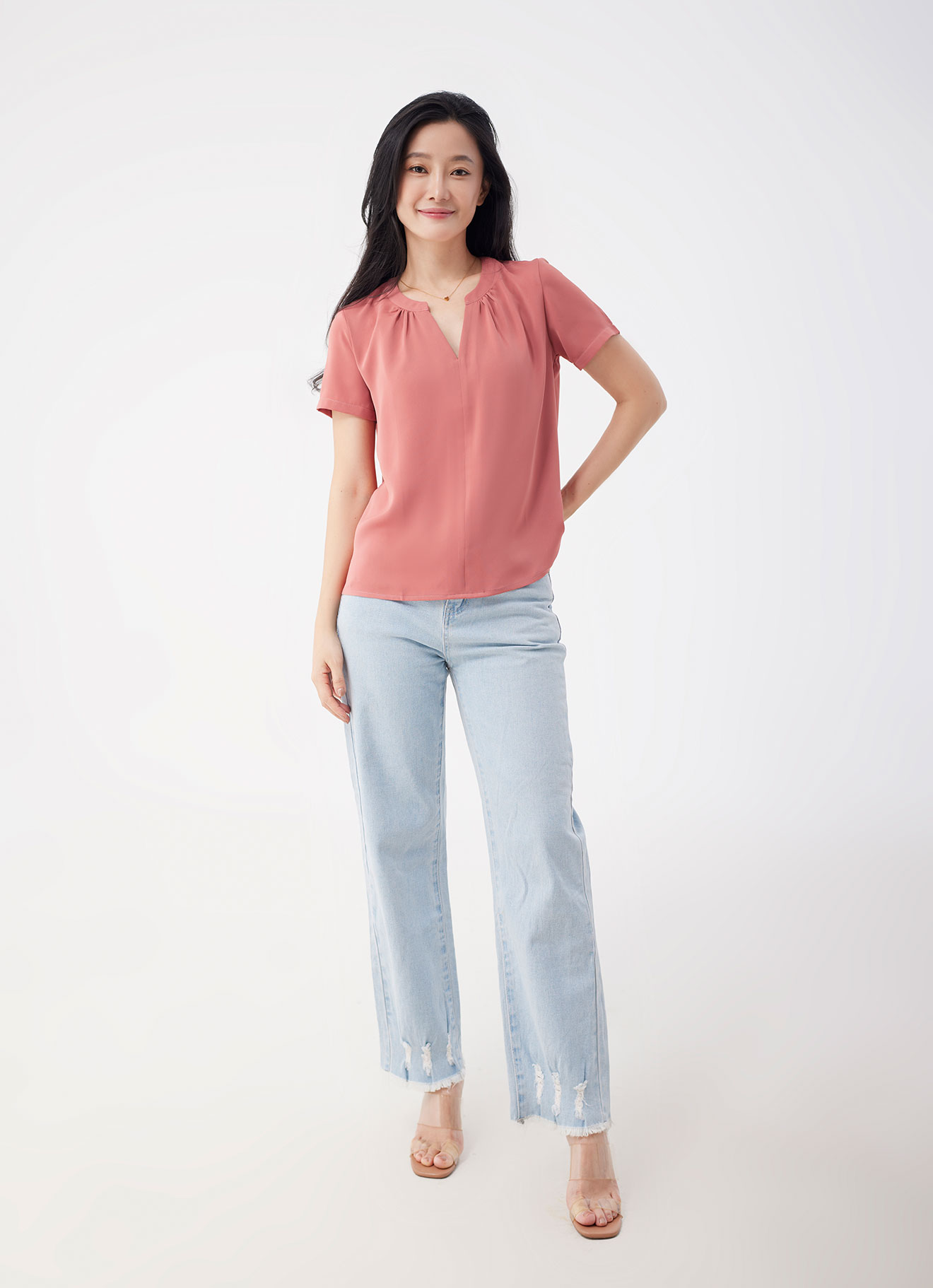 Faded-Rose by Sleeve Blouse