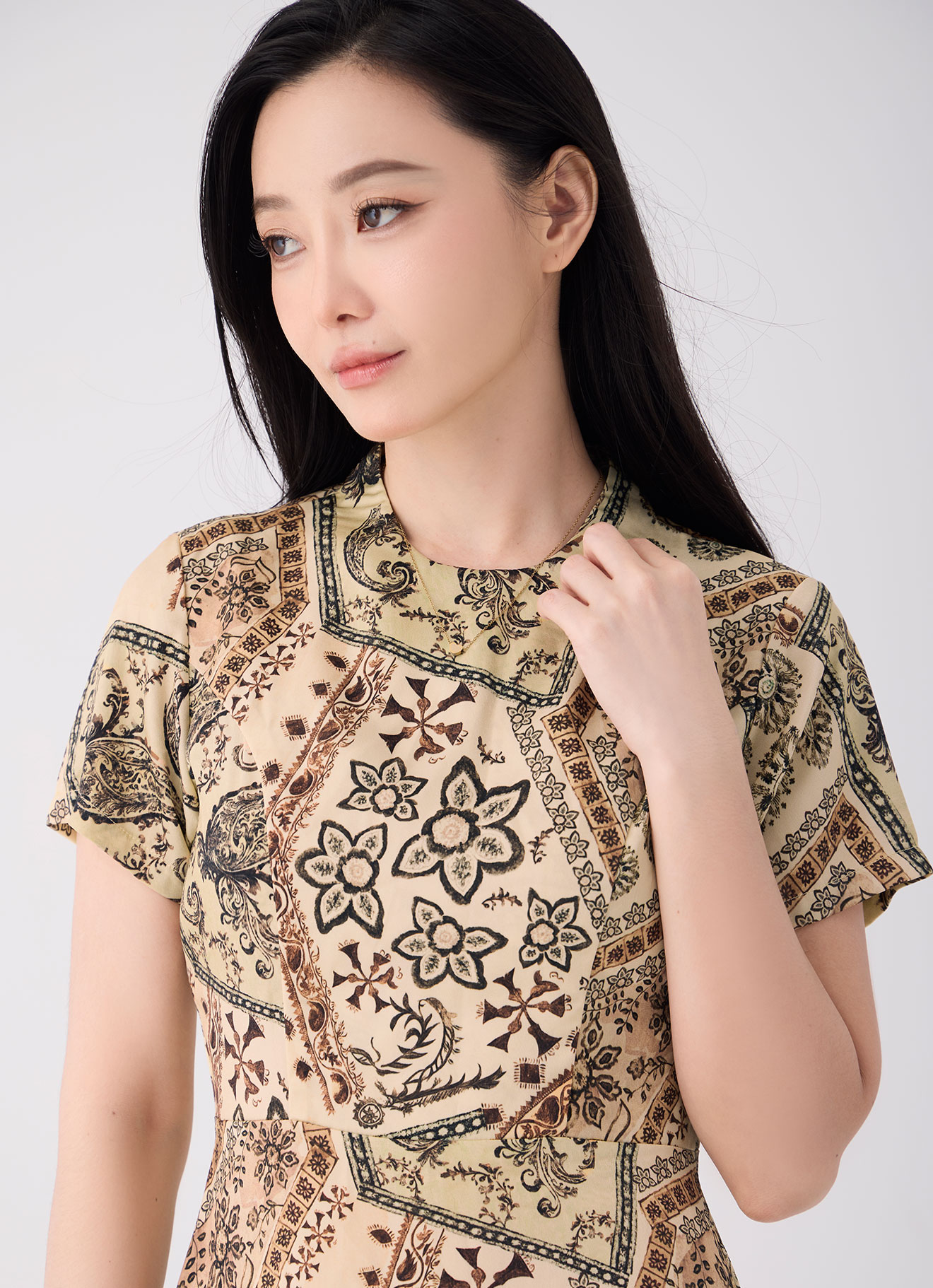 French-Vanilla by Pattern Print Midi Dress