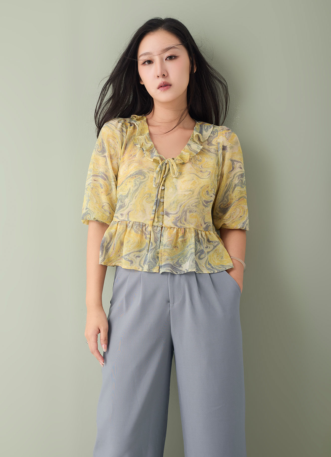 French-Vanilla by Pleated Blouse