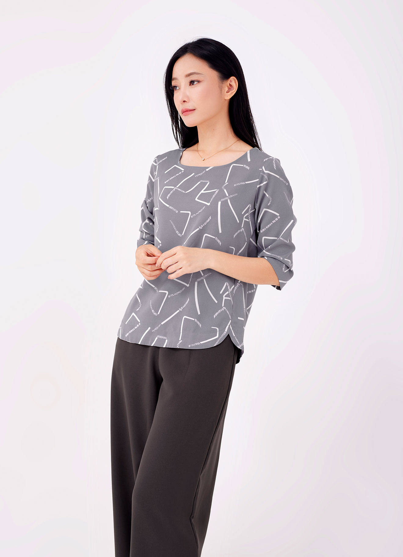 Frost-Gray by Sleeve Blouse