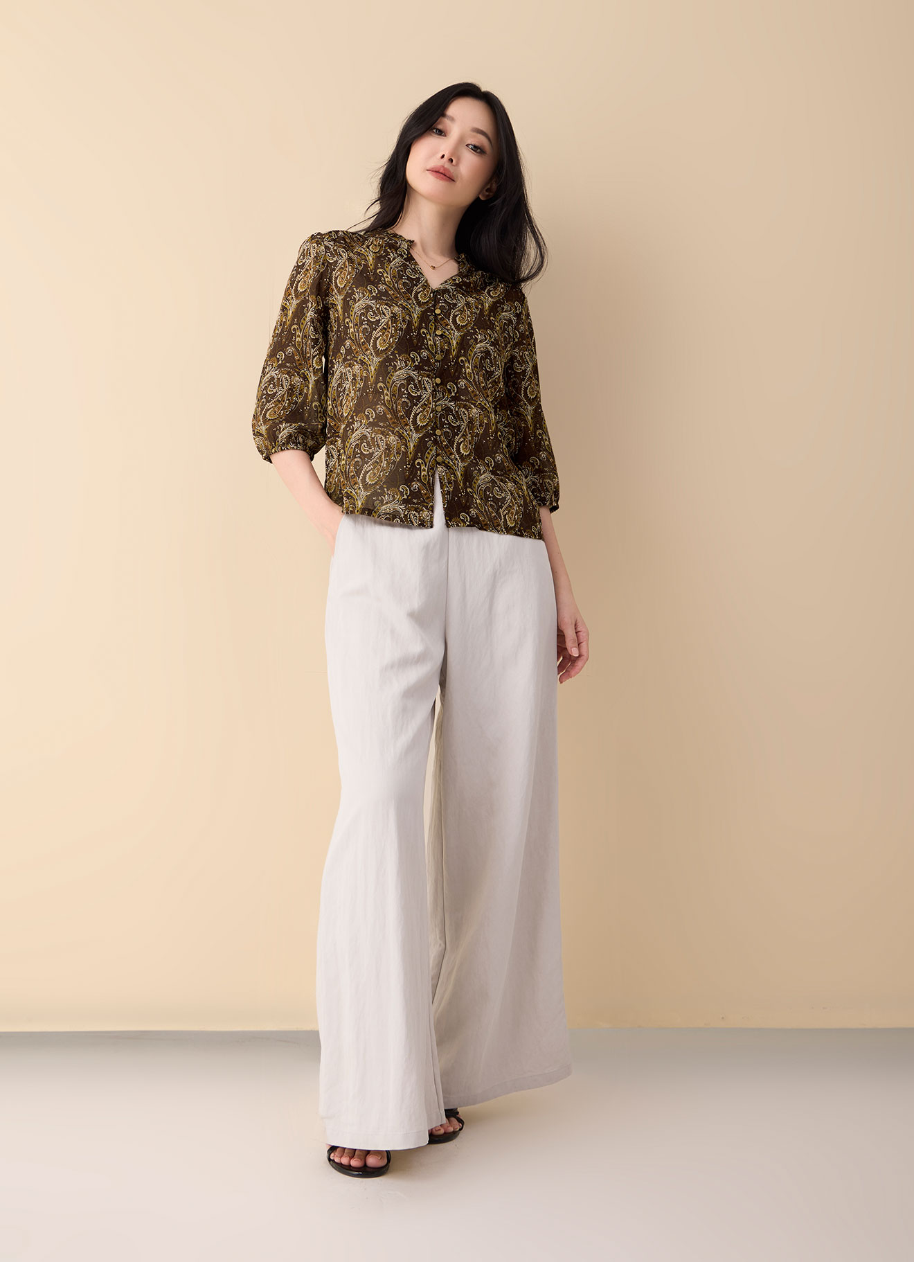 Brunette by Printed Blouse