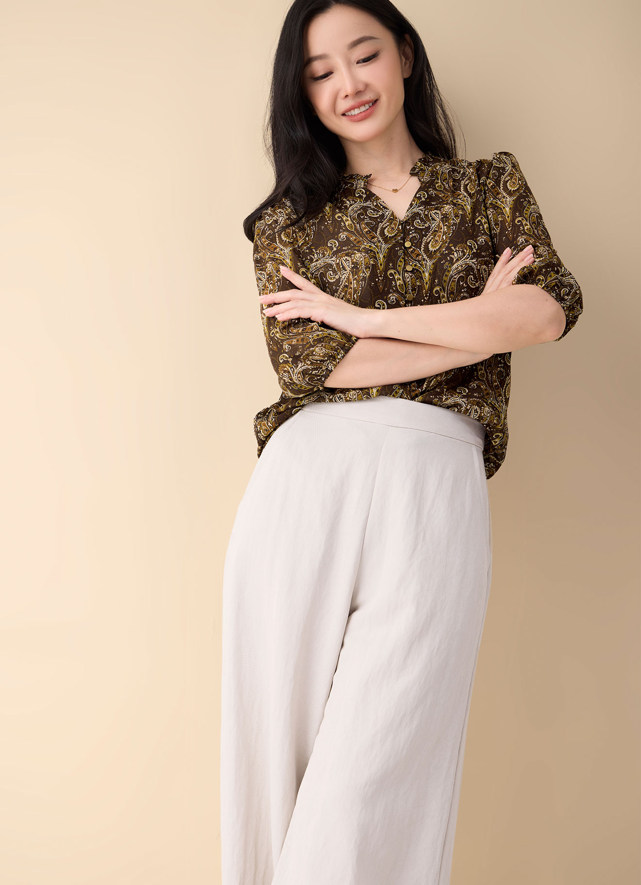 Brunette by Printed Blouse