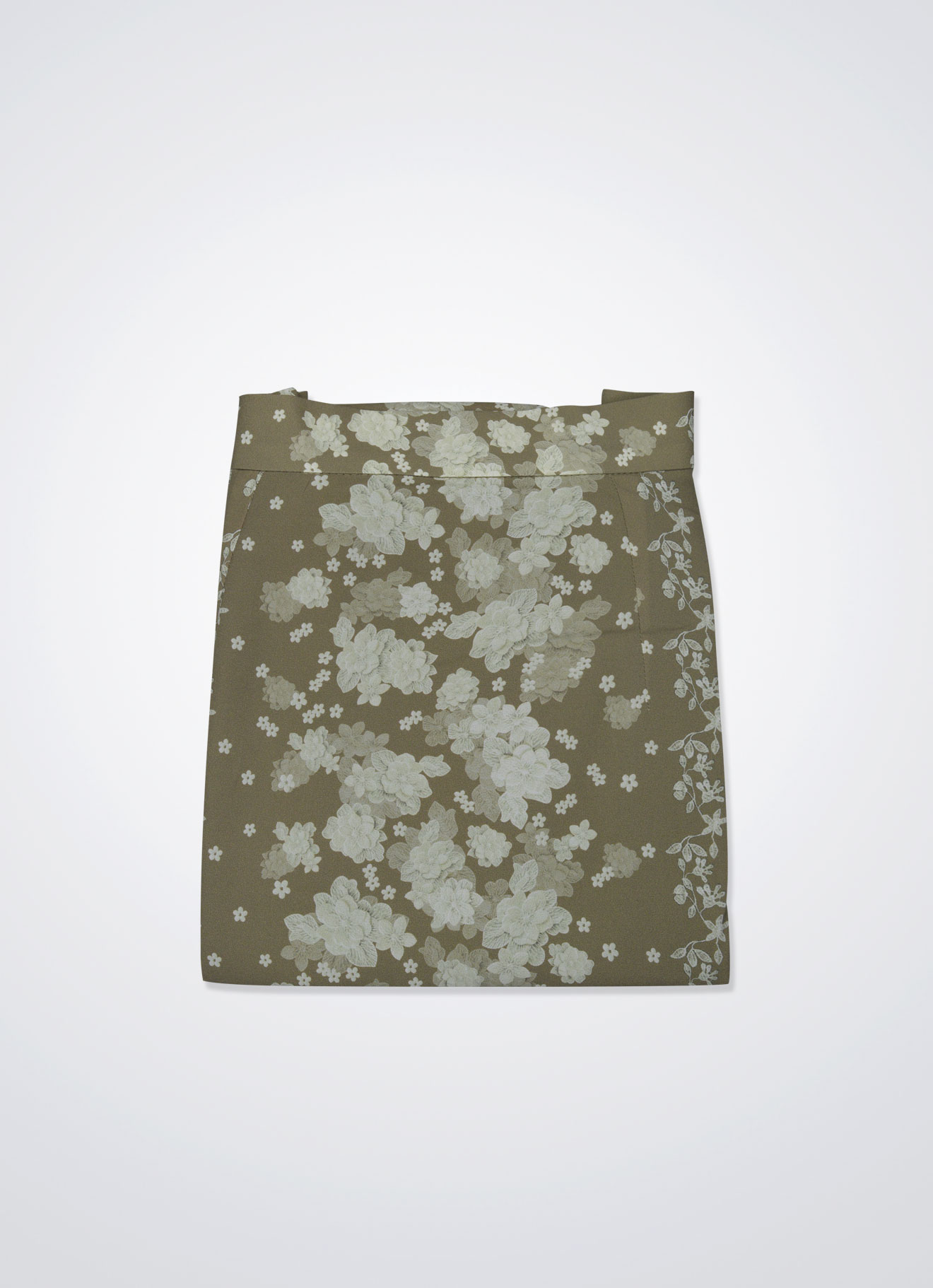 Gothic-Olive by Floral Printed Skirt