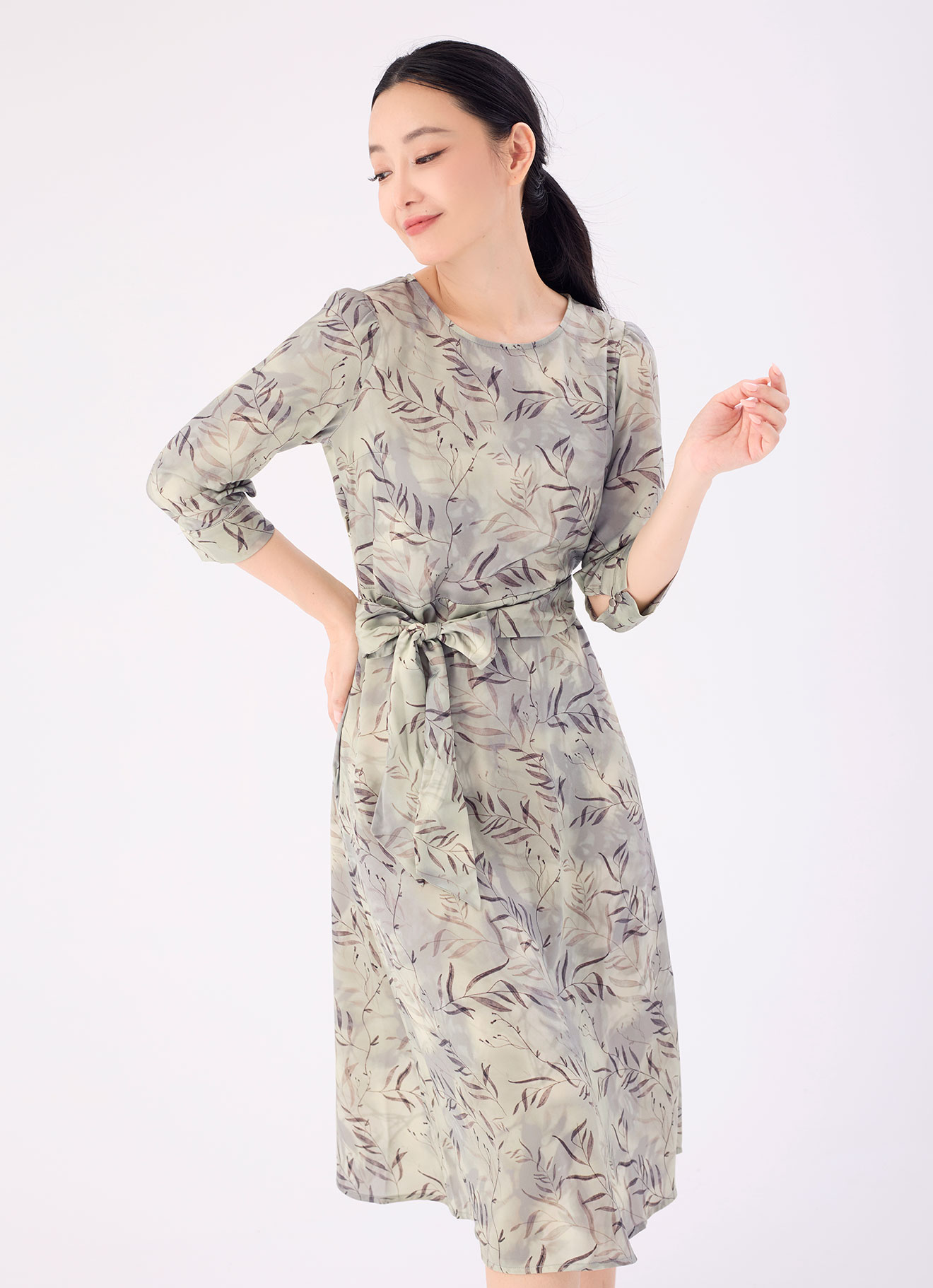Gravel  by Printed Dress with Belt