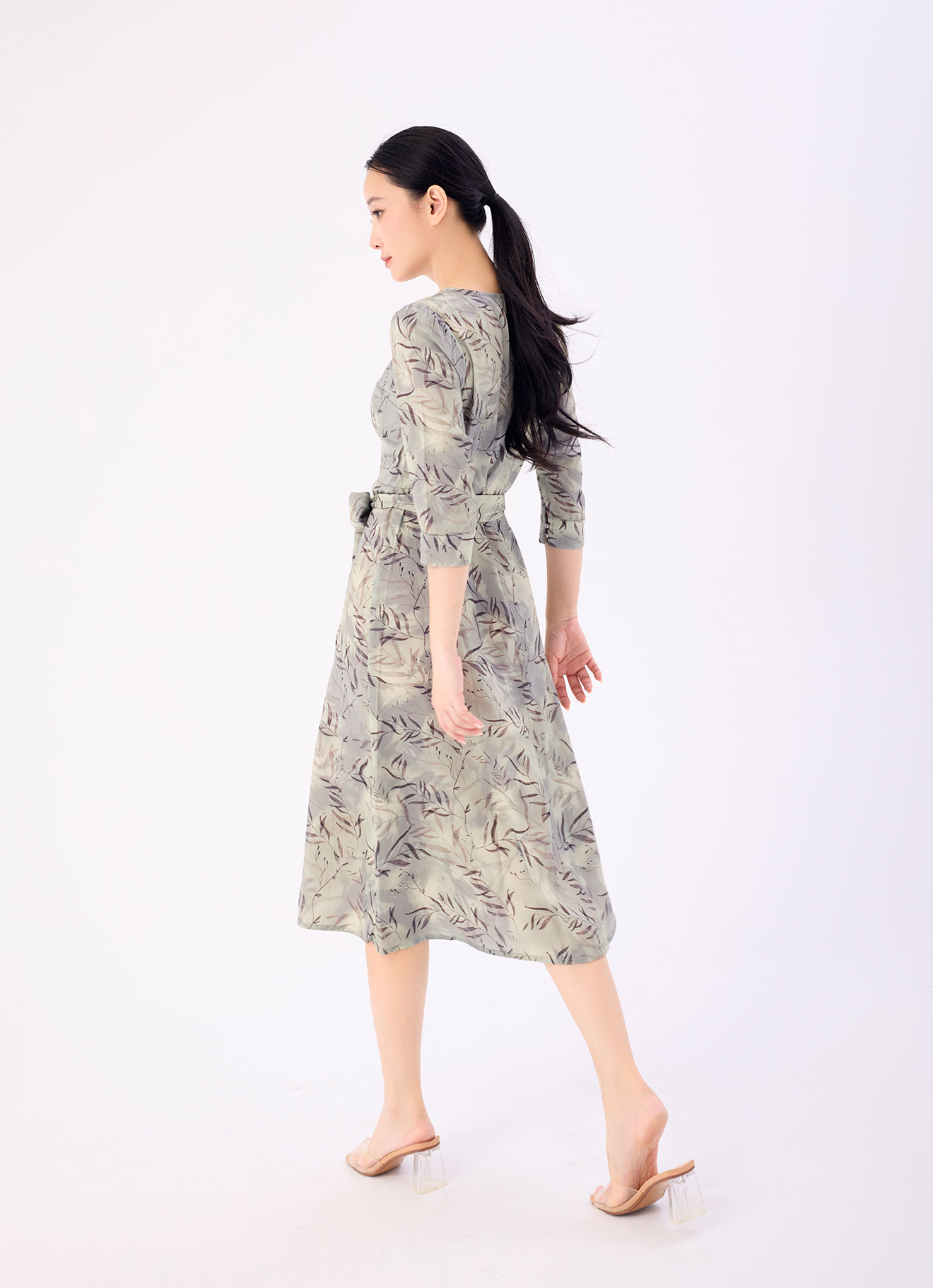 Gravel  by Printed Dress with Belt