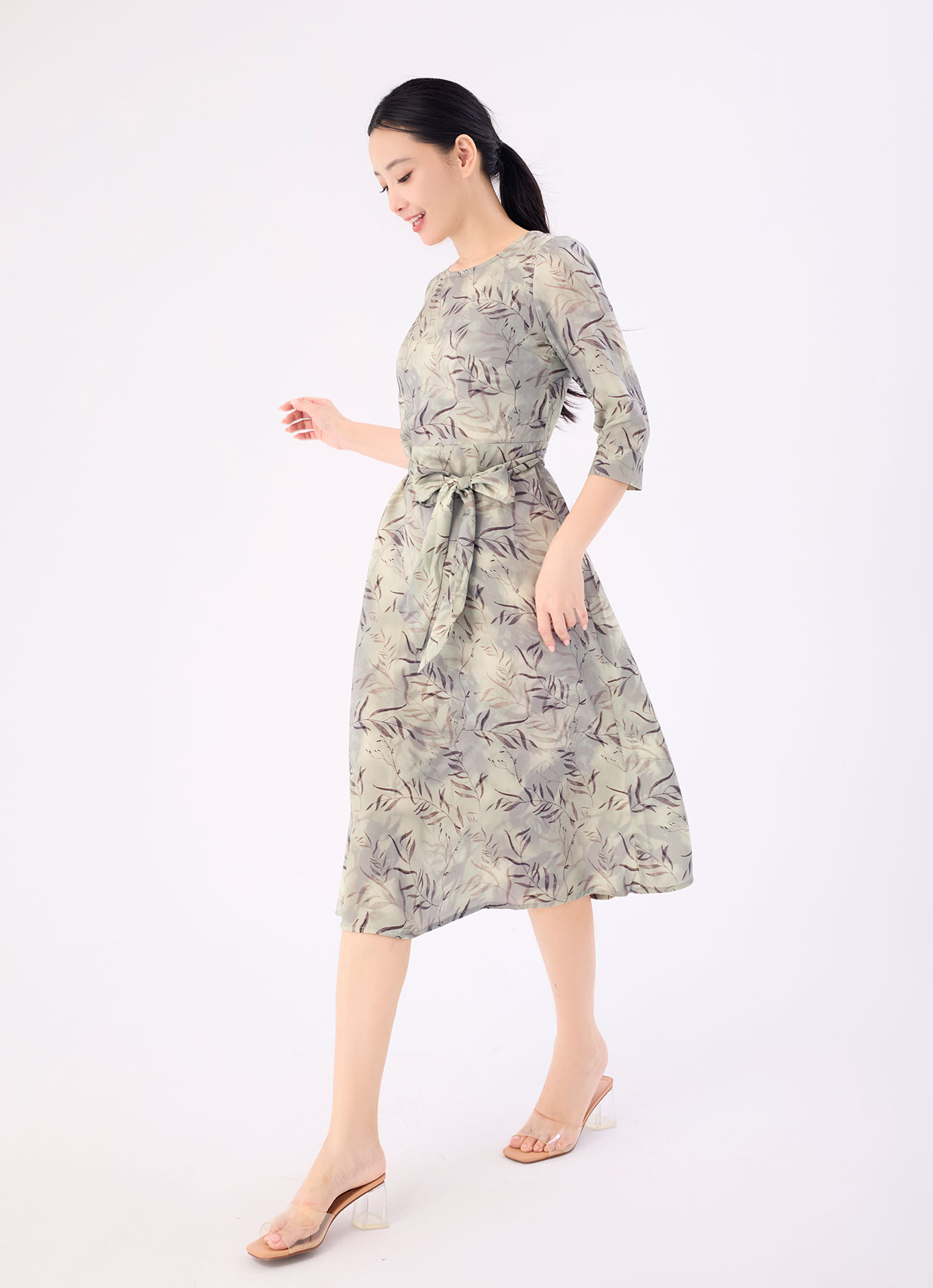 Gravel  by Printed Dress with Belt