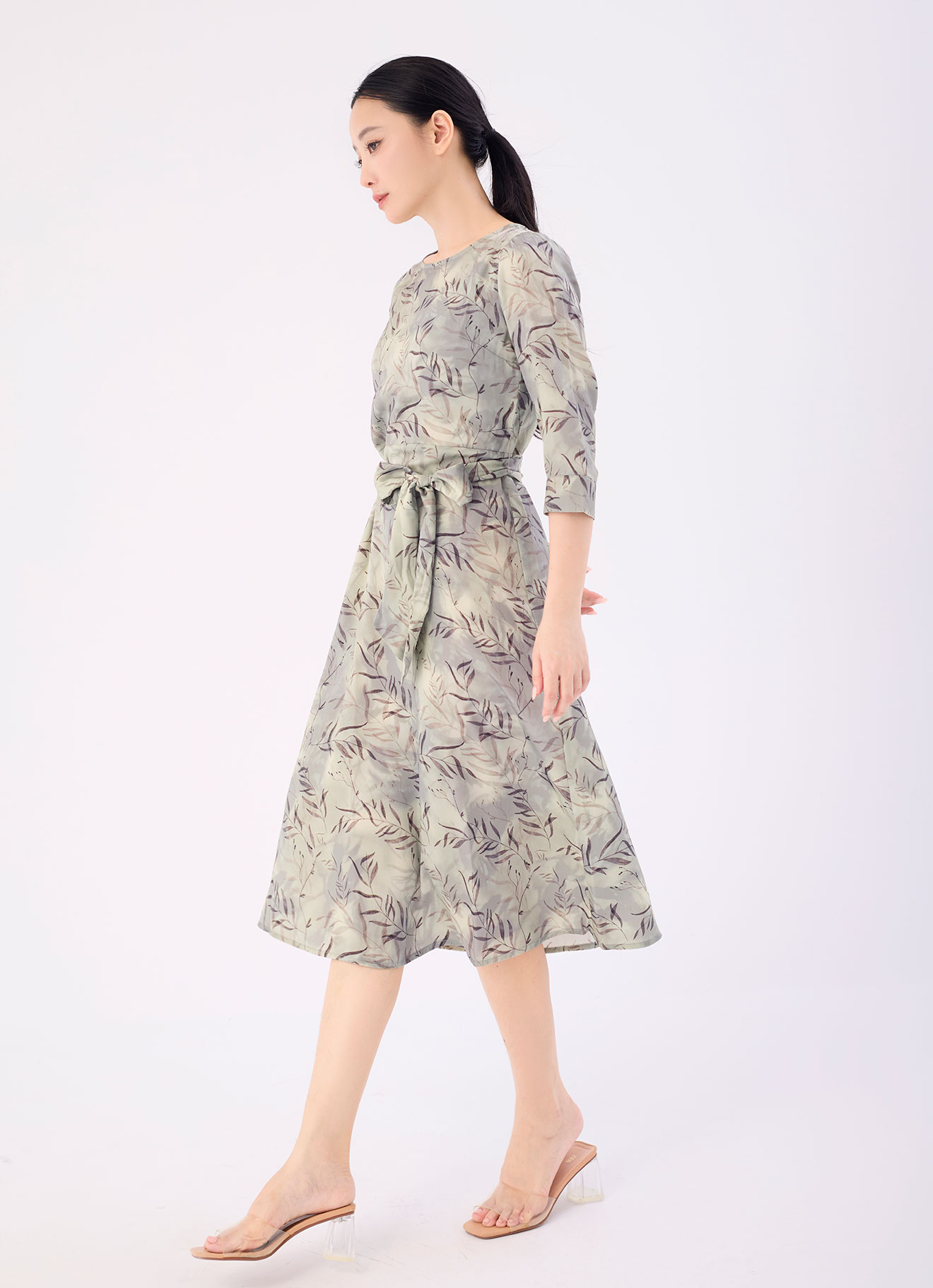 Gravel  by Printed Dress with Belt