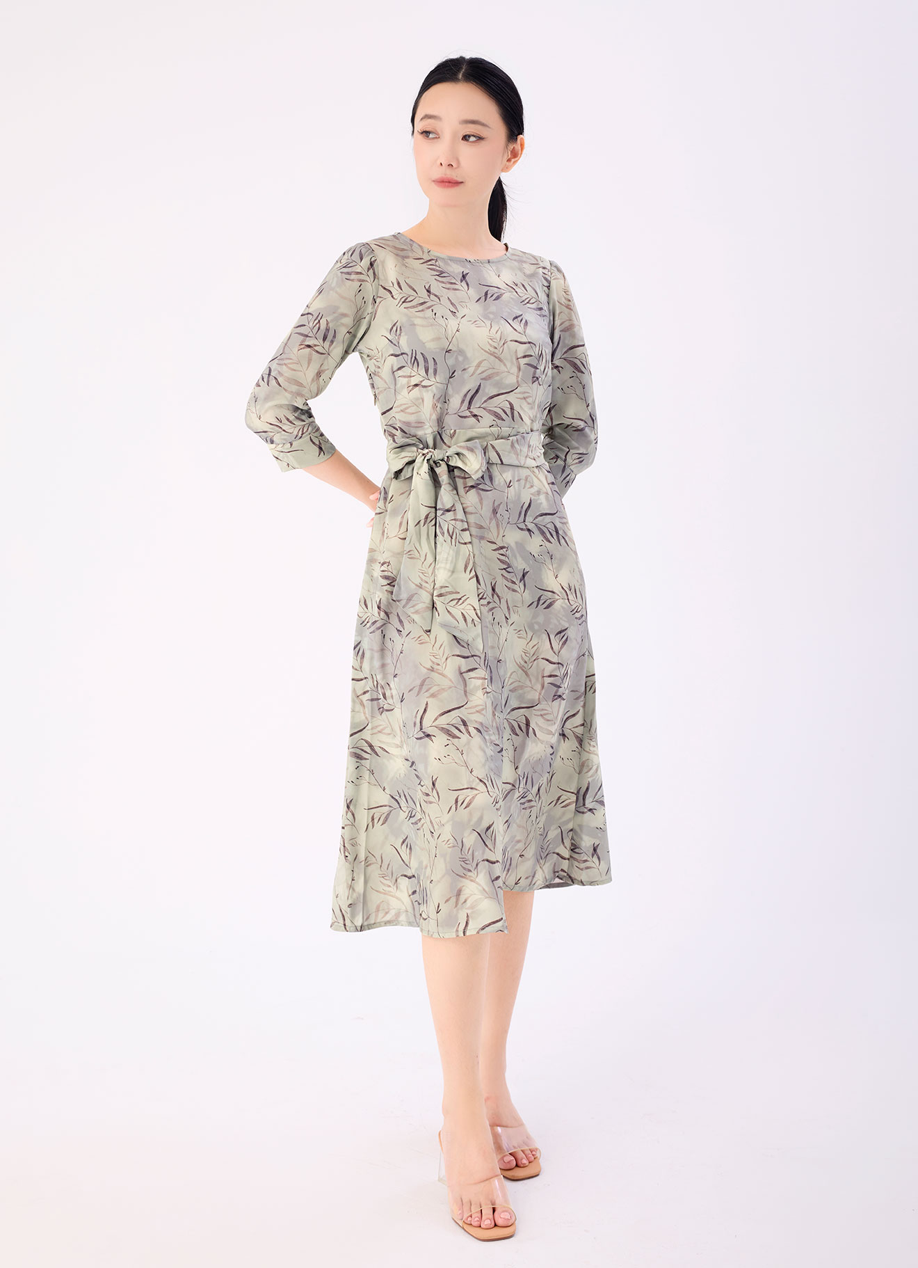 Gravel  by Printed Dress with Belt