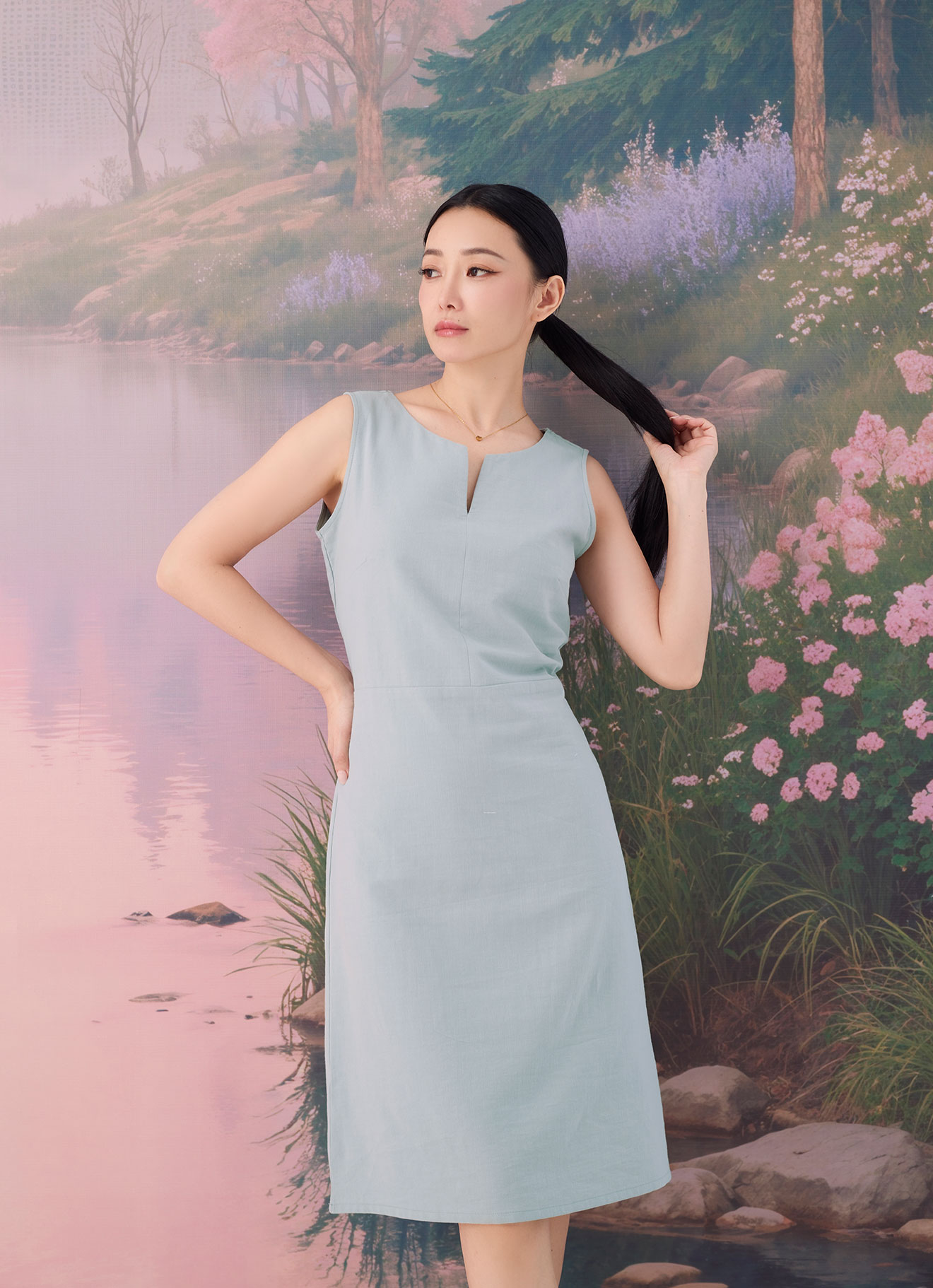 Gray-Mist  by Sleeveless Dress
