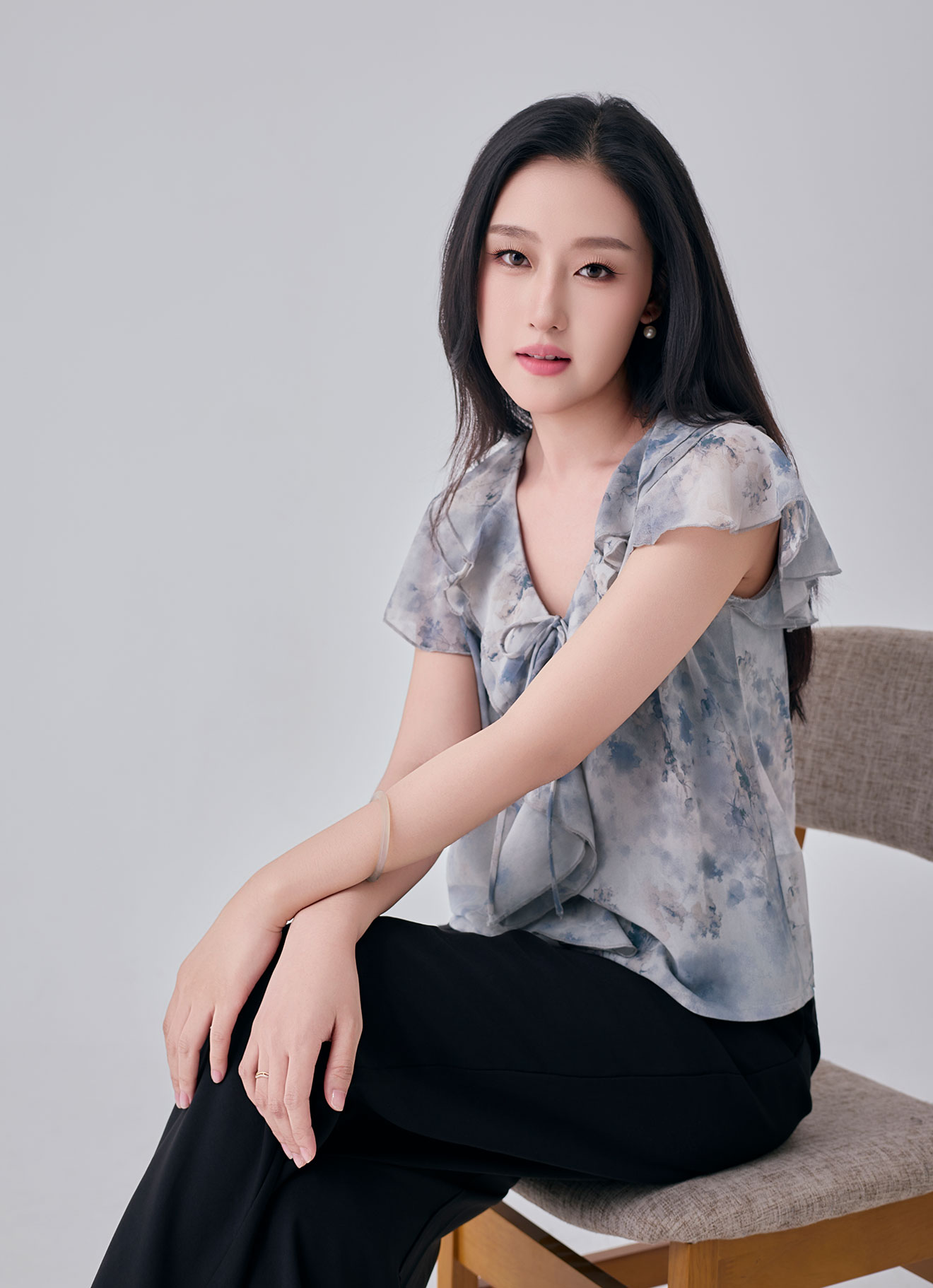 Gray-Violet by Pleated Blouse