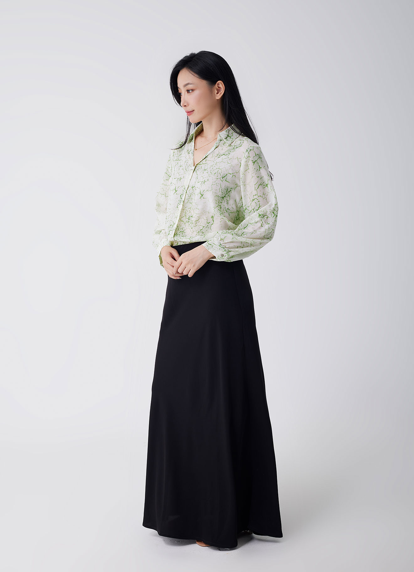 Green-Tea by Long-Sleeved Blouse