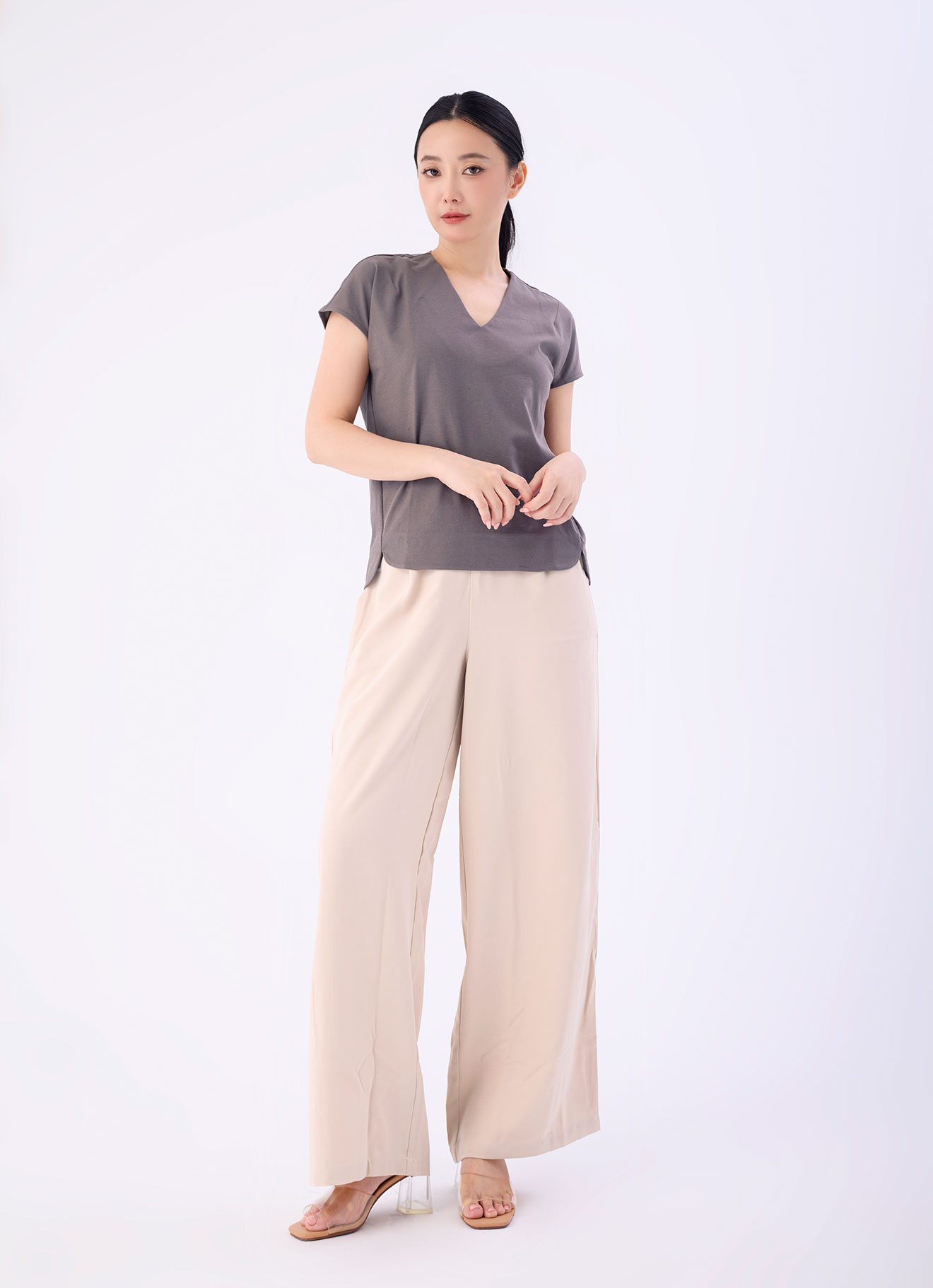 Iron by V-Neck Blouse