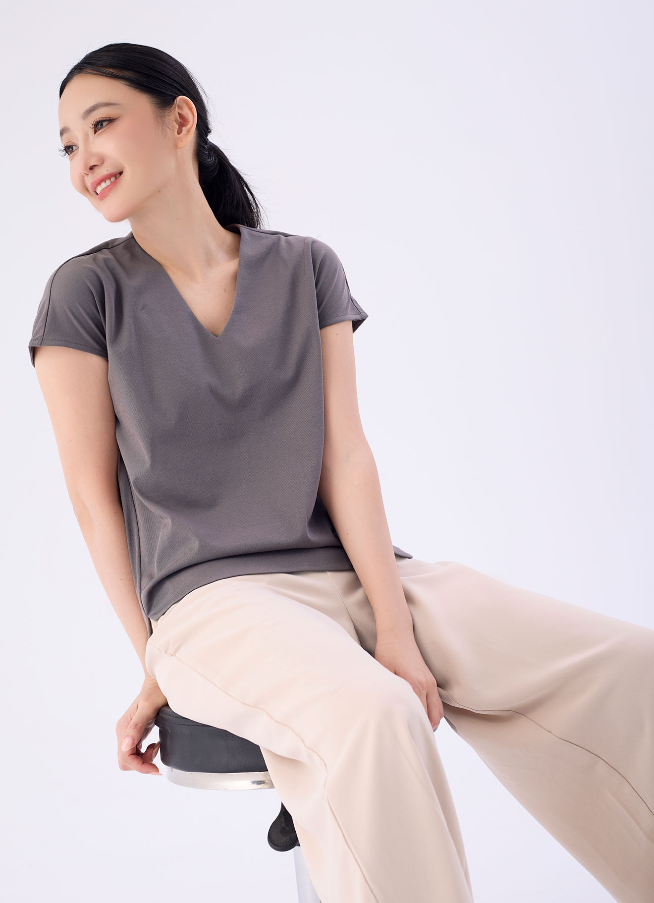 Iron by V-Neck Blouse