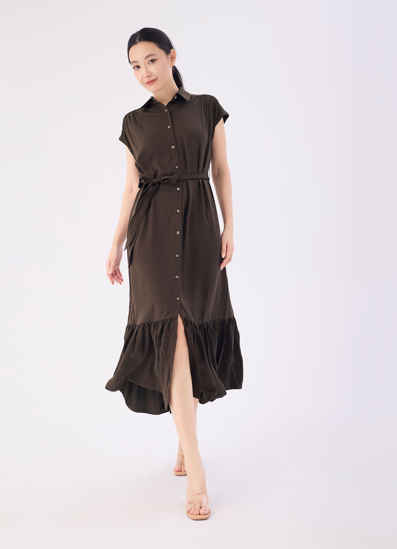 Java by Shirt Collar Dress with Belt