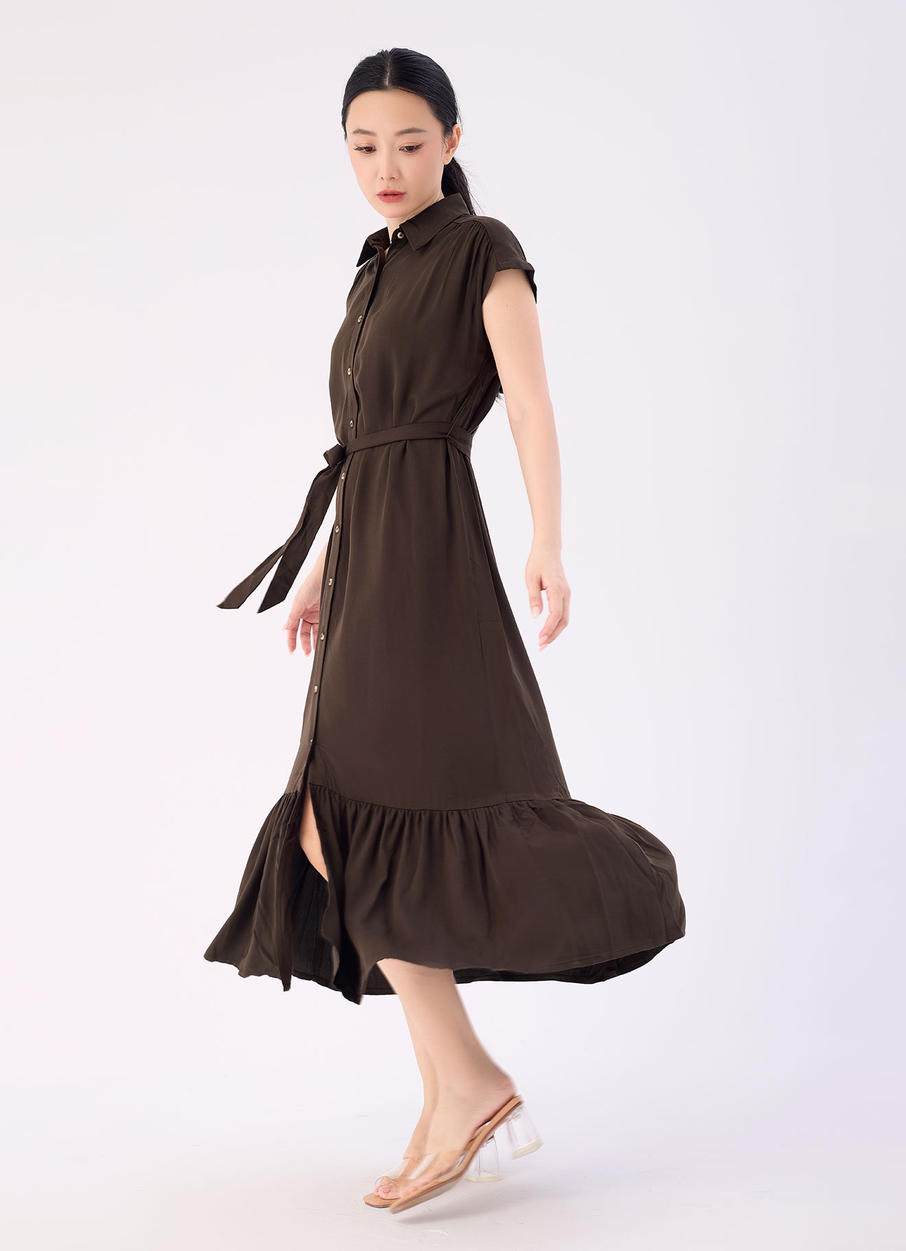 Java by Shirt Collar Dress with Belt