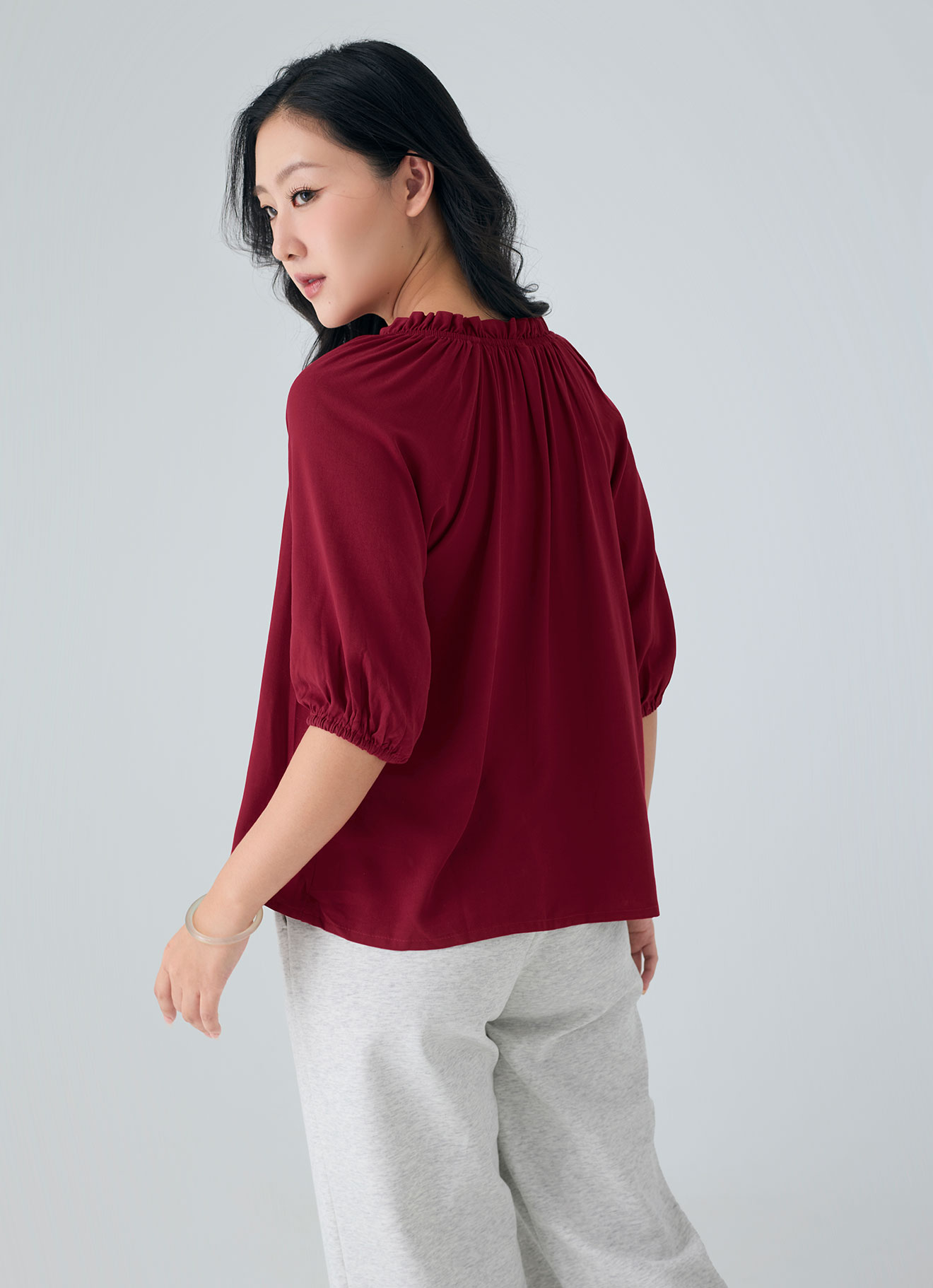 Jester-Red by Tie Neck Top