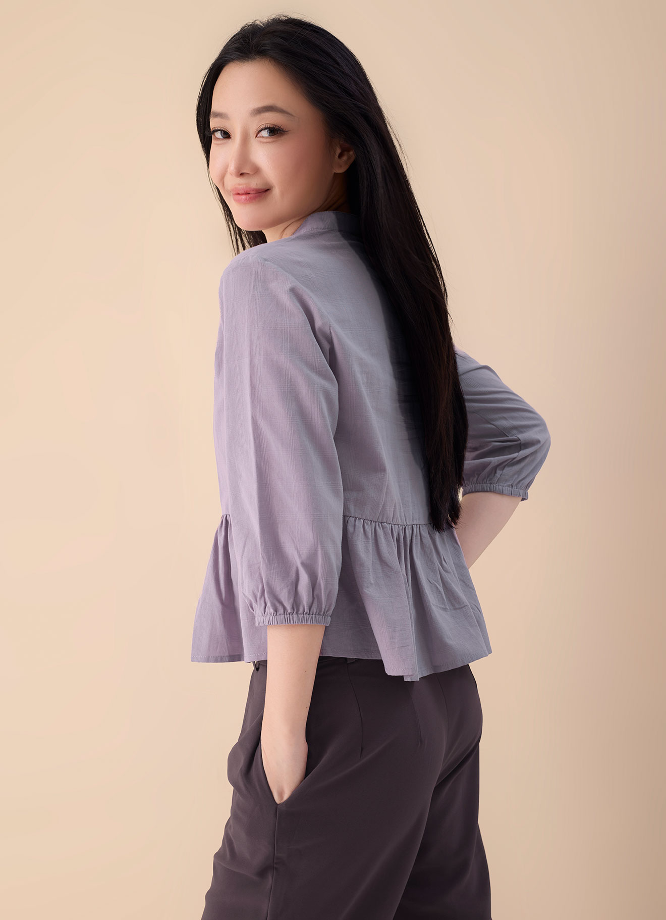 Lavender-Gray by Sleeve Blouse