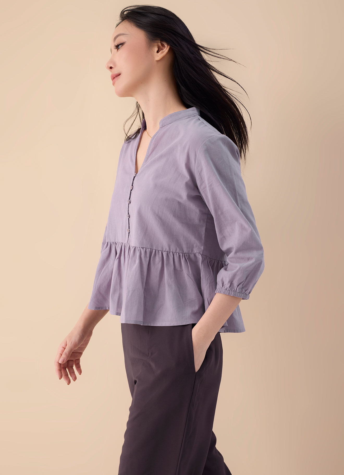 Lavender-Gray by Sleeve Blouse