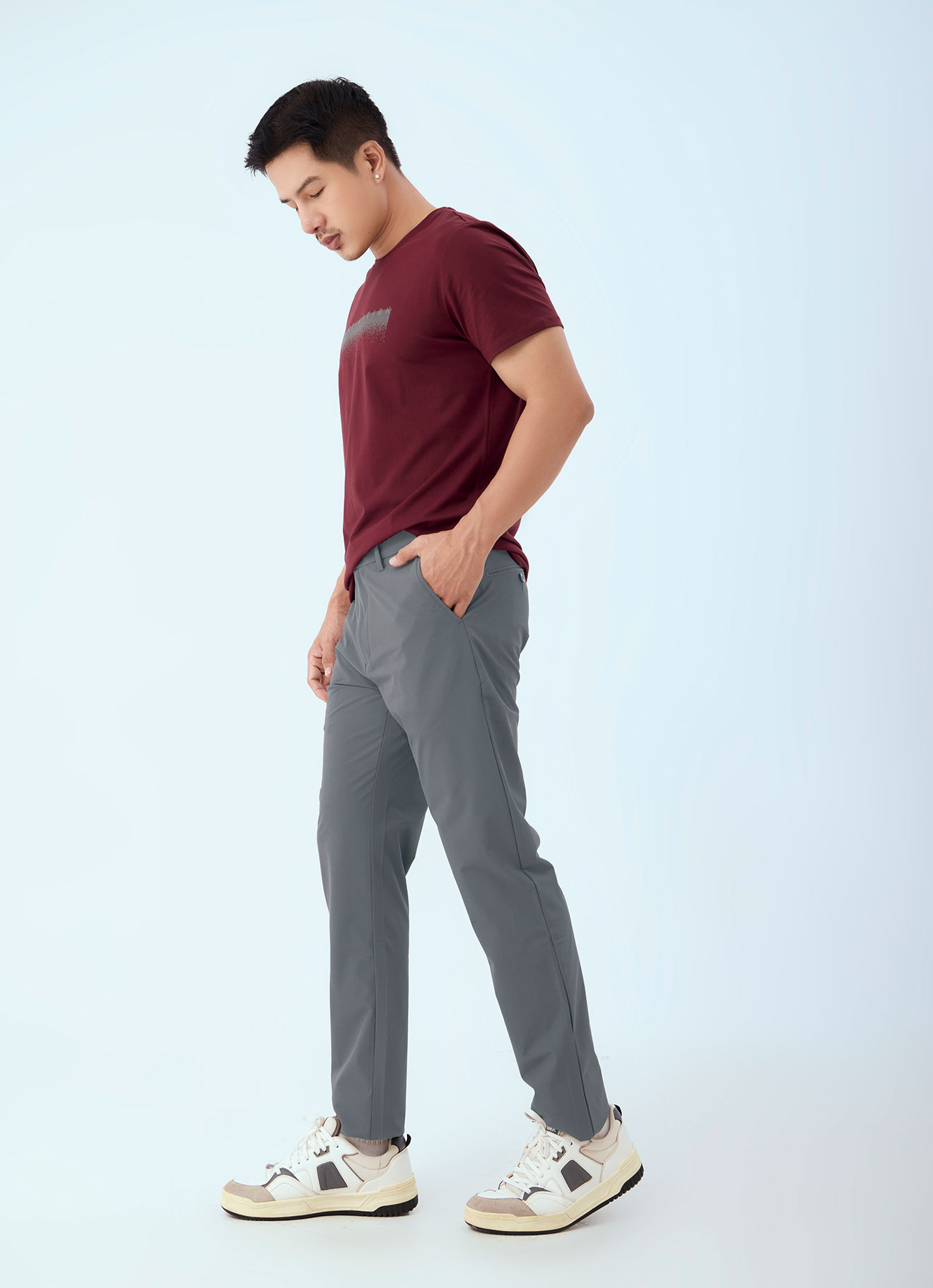 Light-Gray  by Slim-fit Pants