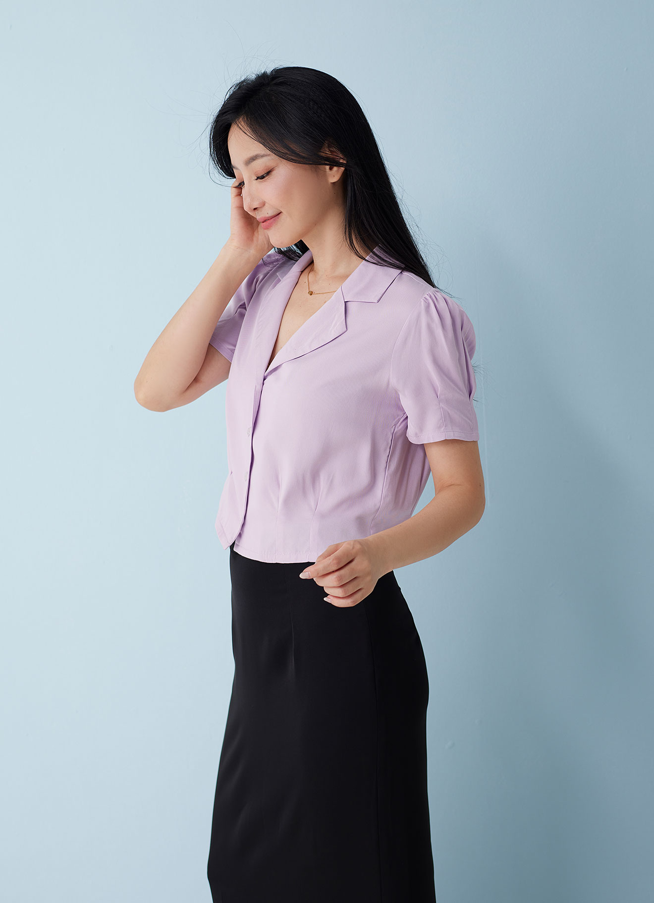 Lilac-Snow by Sleeve Blouse