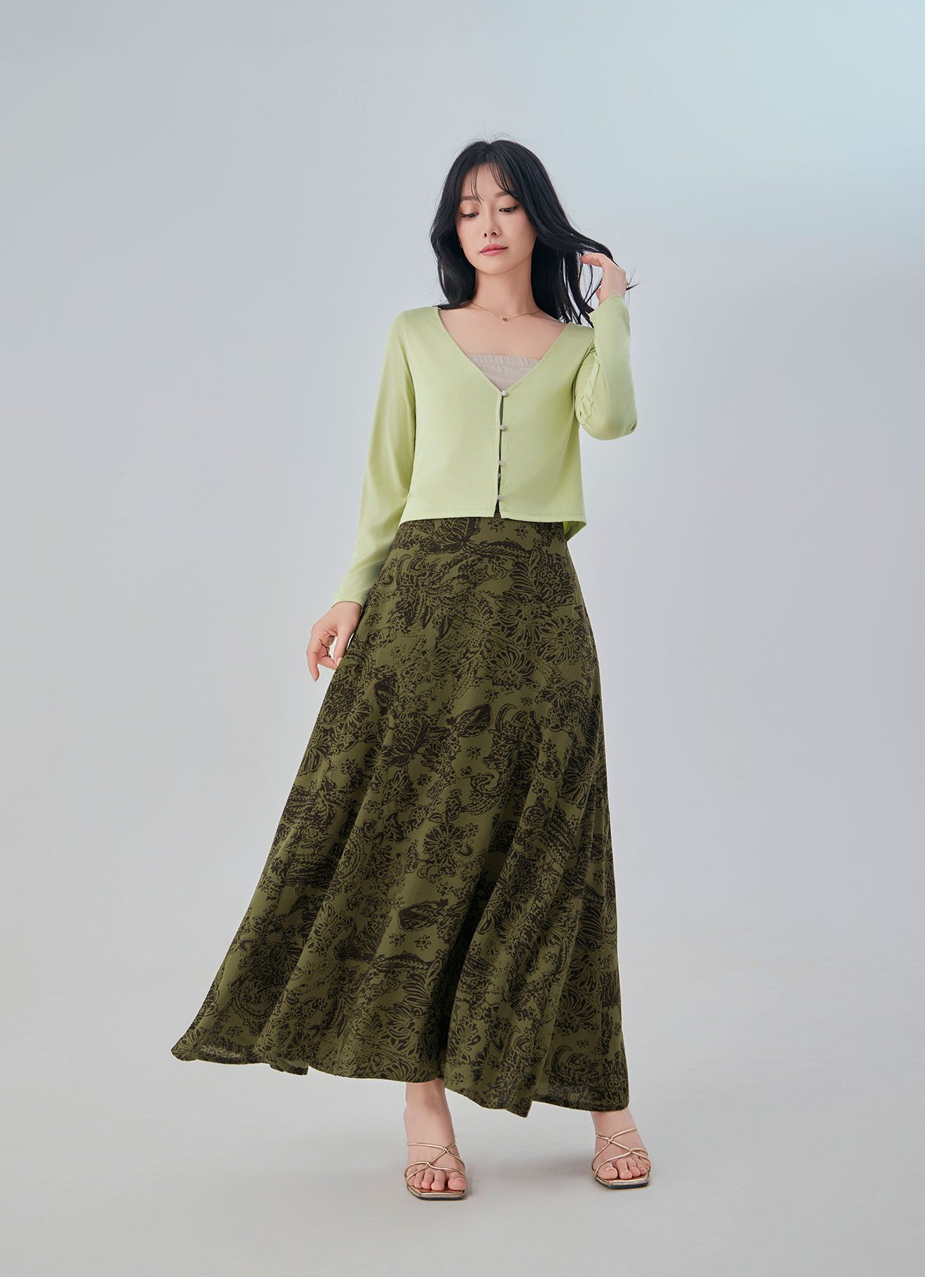 Lizard by Printed A-Line Midi Skirt