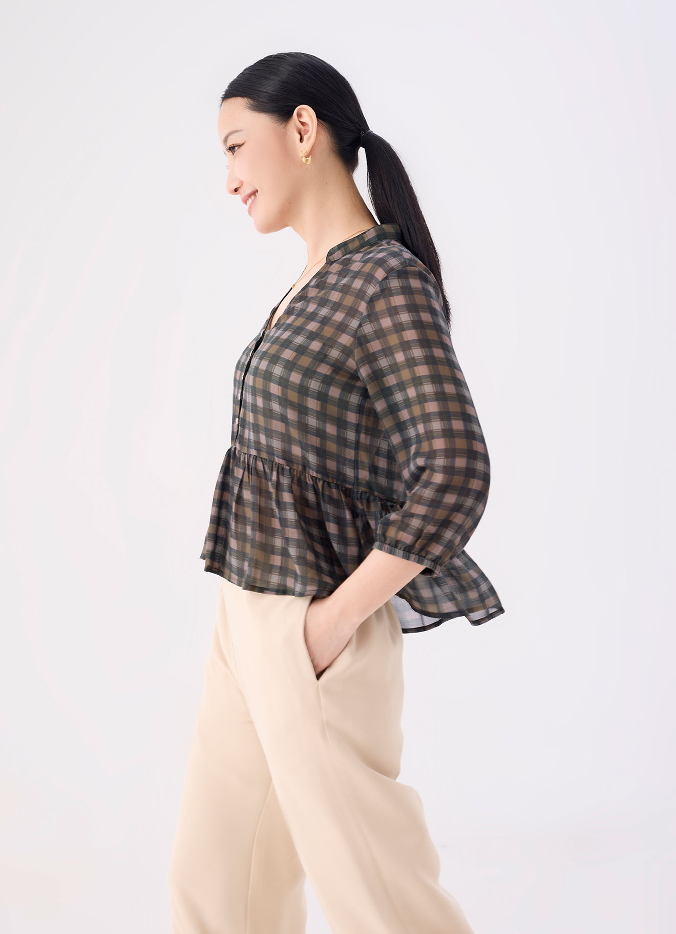 Mahogany-Rose by Sleeve Blouse