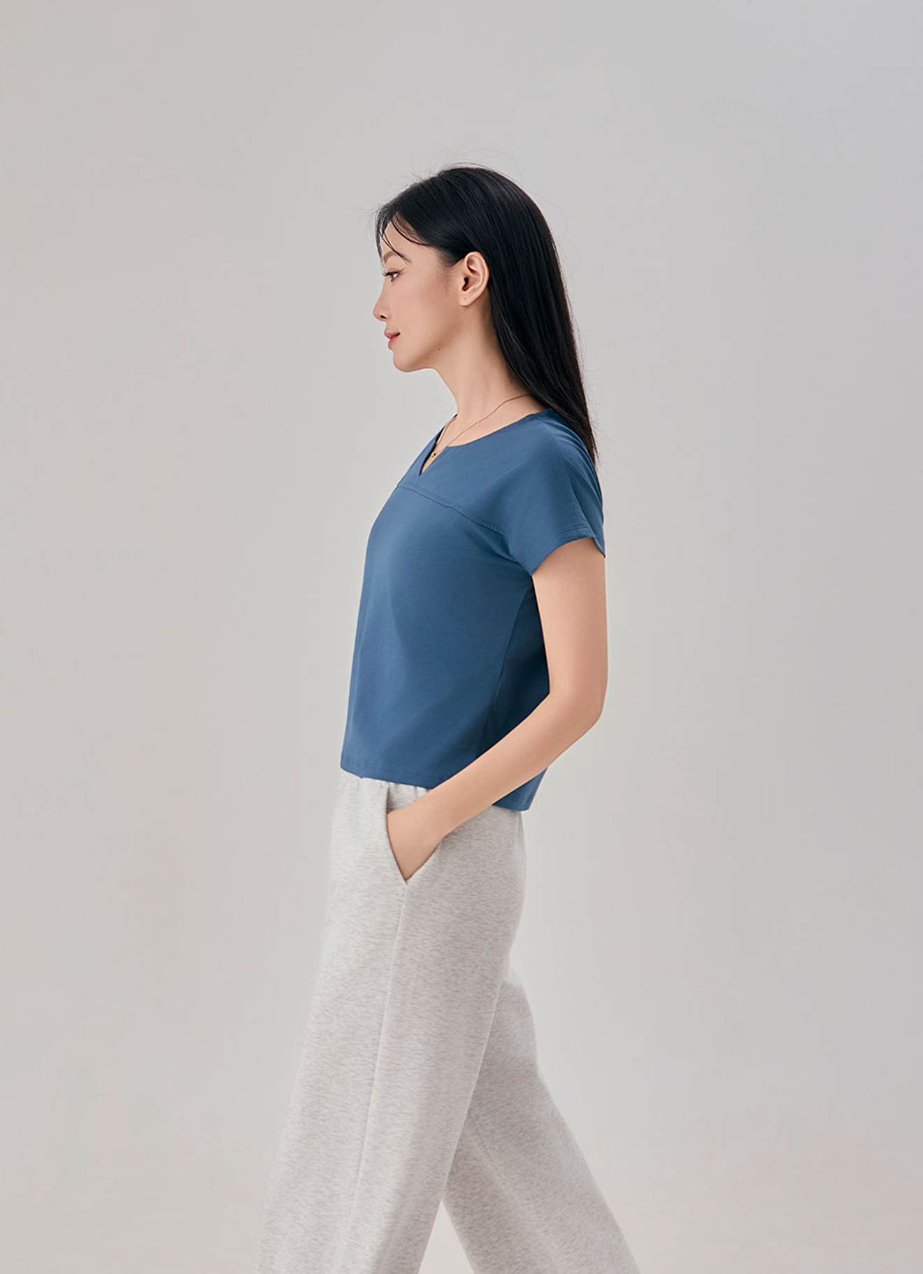 Mallard-Blue  by Short-Sleeve Top