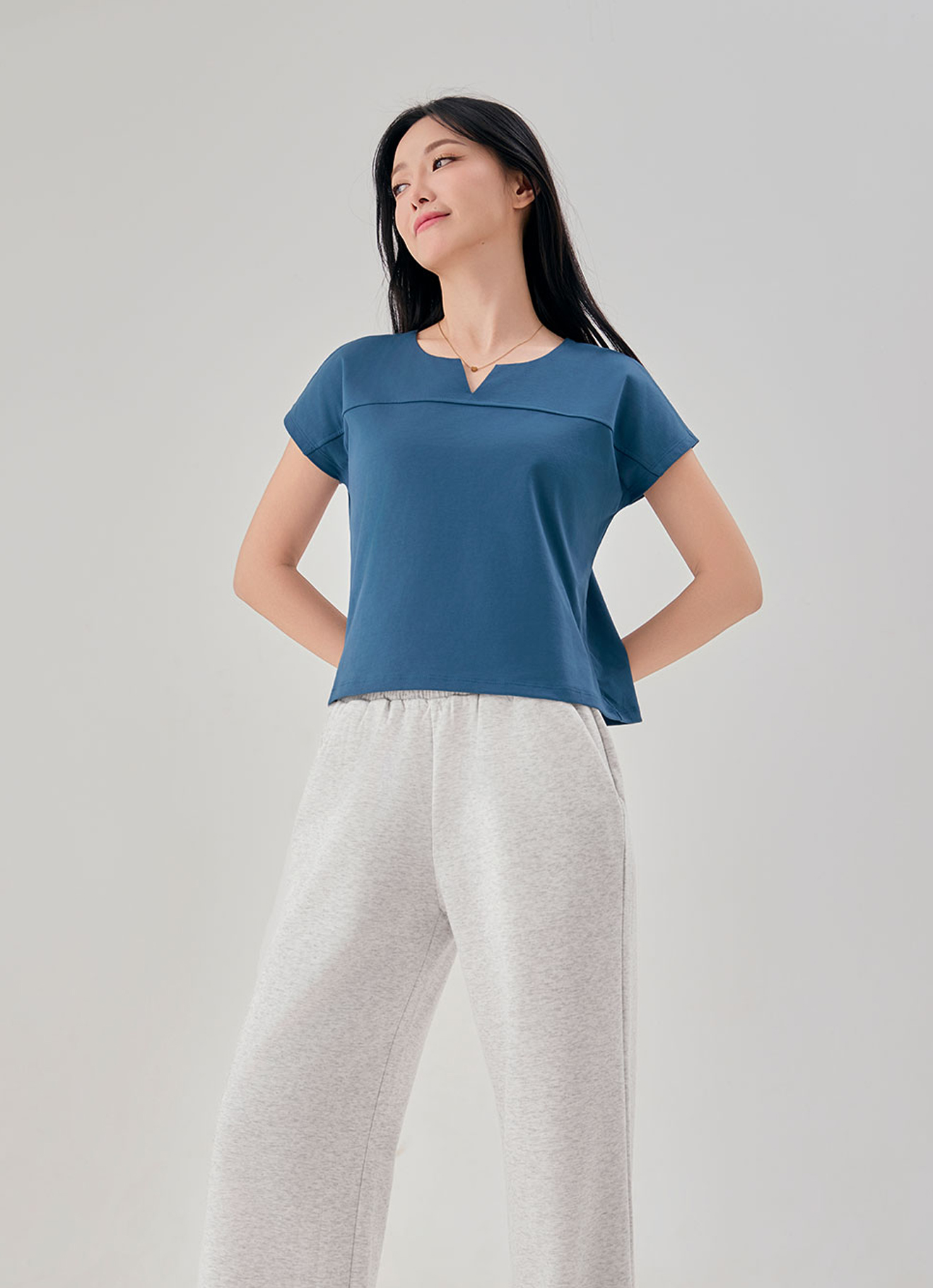 Mallard-Blue  by Short-Sleeve Top