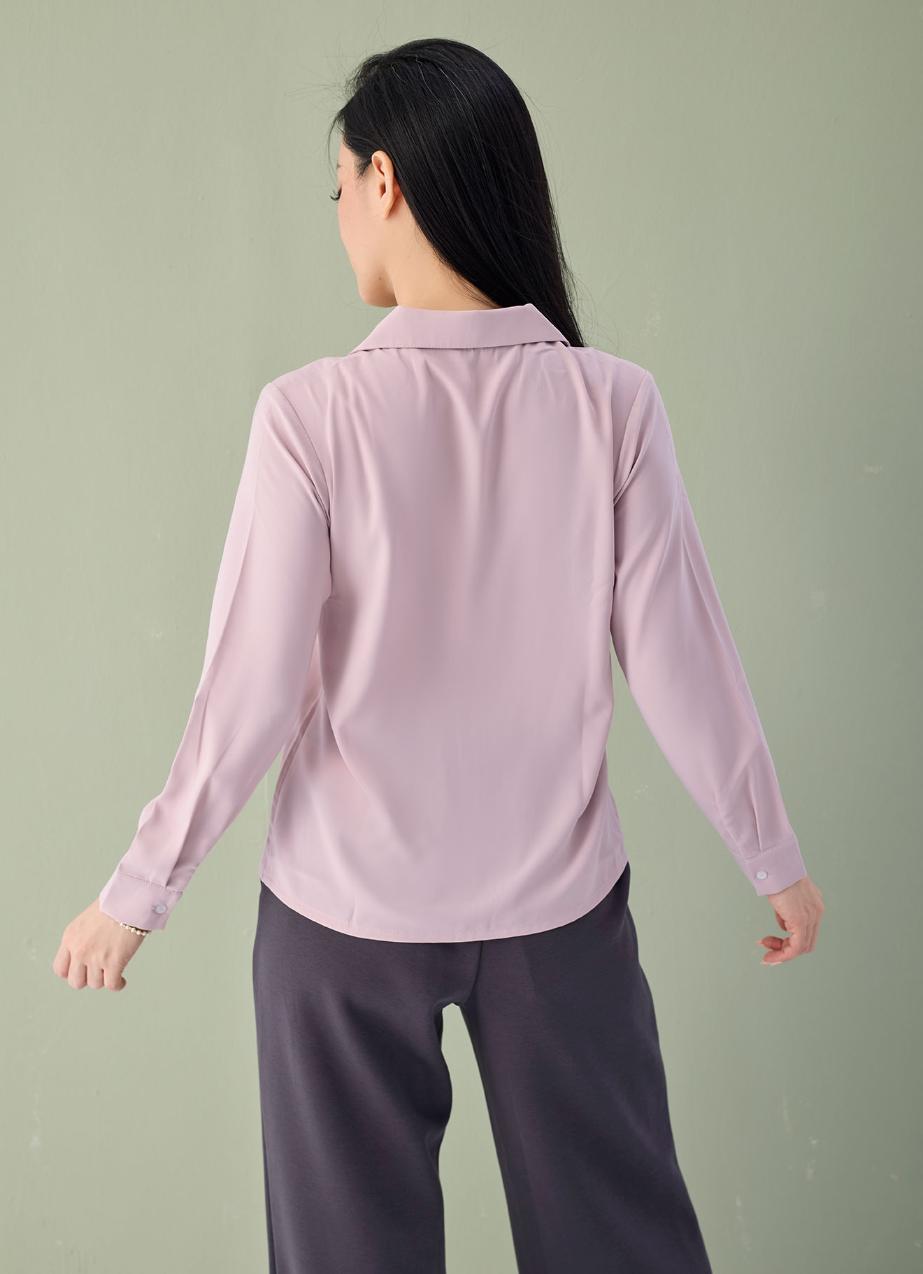 Mauve-Chalk by Long Sleeve Blouse