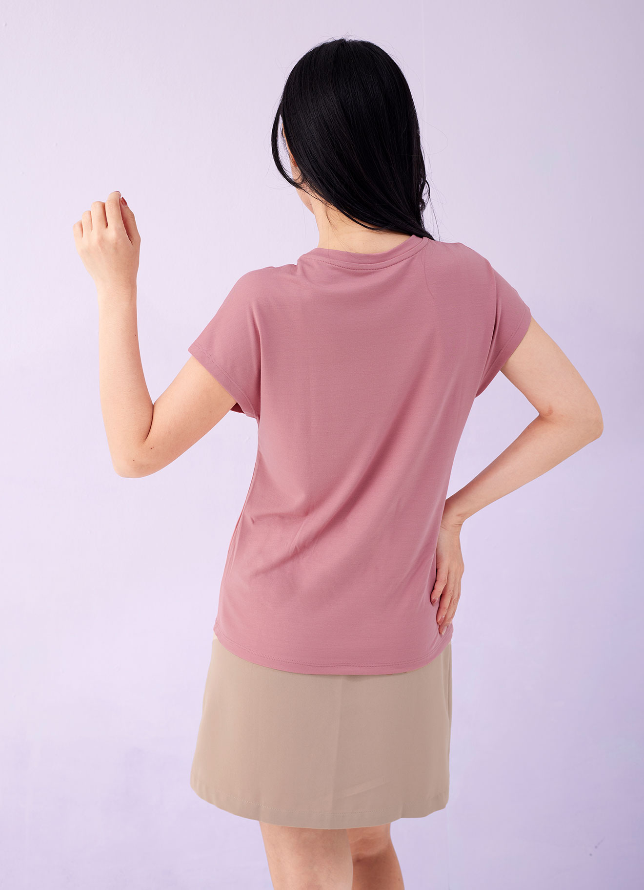 Mauveglow by Round-Neck Top