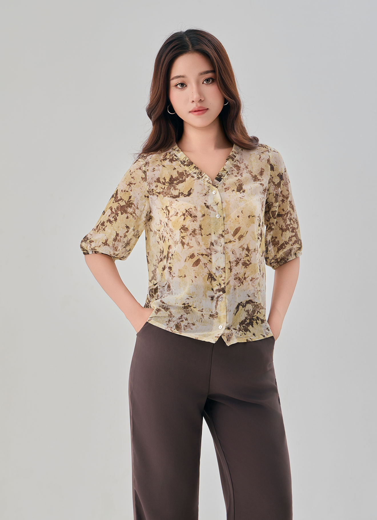 Mellow-Yellow  by Sleeve Blouse