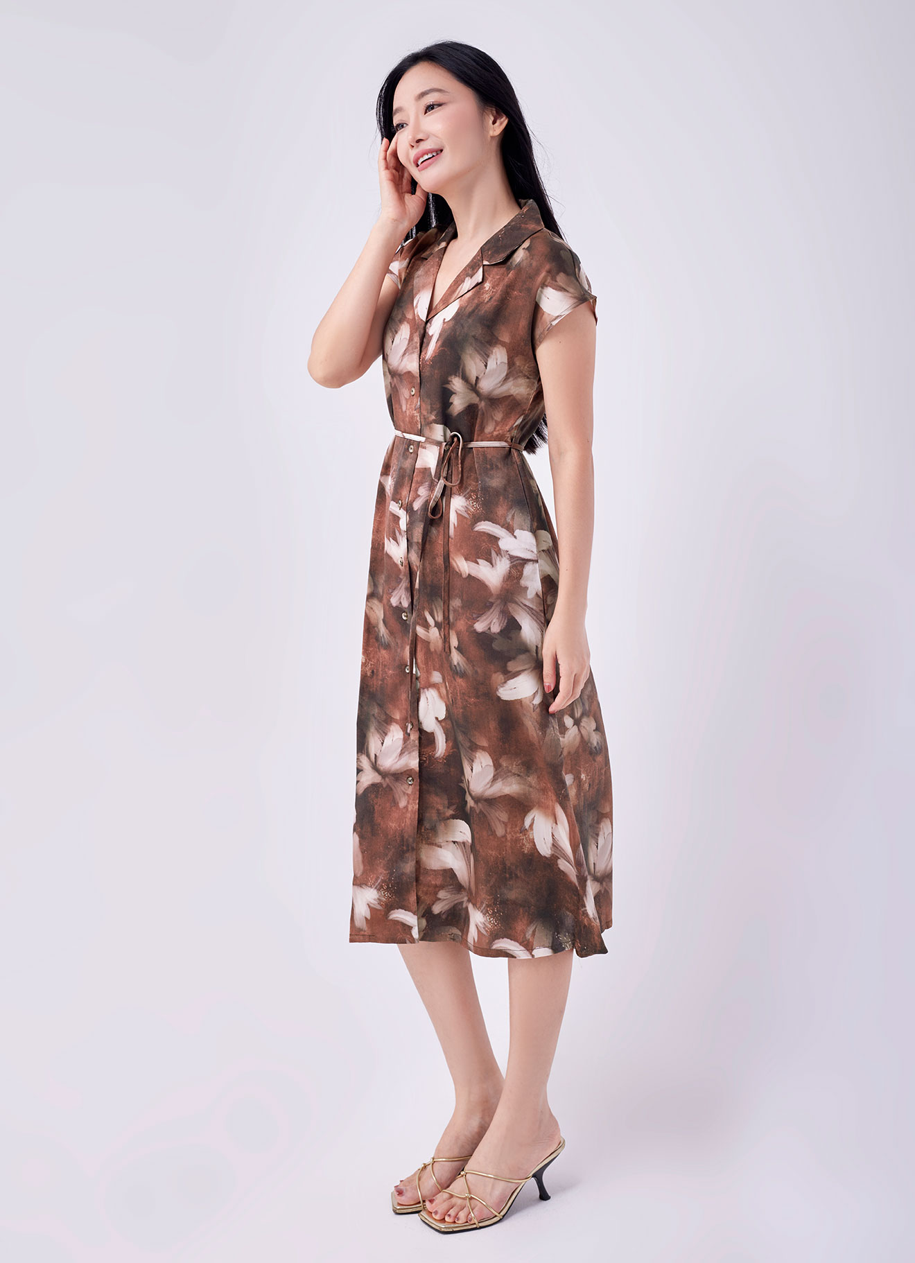 Mocha-Bisque by Floral Printed Dress