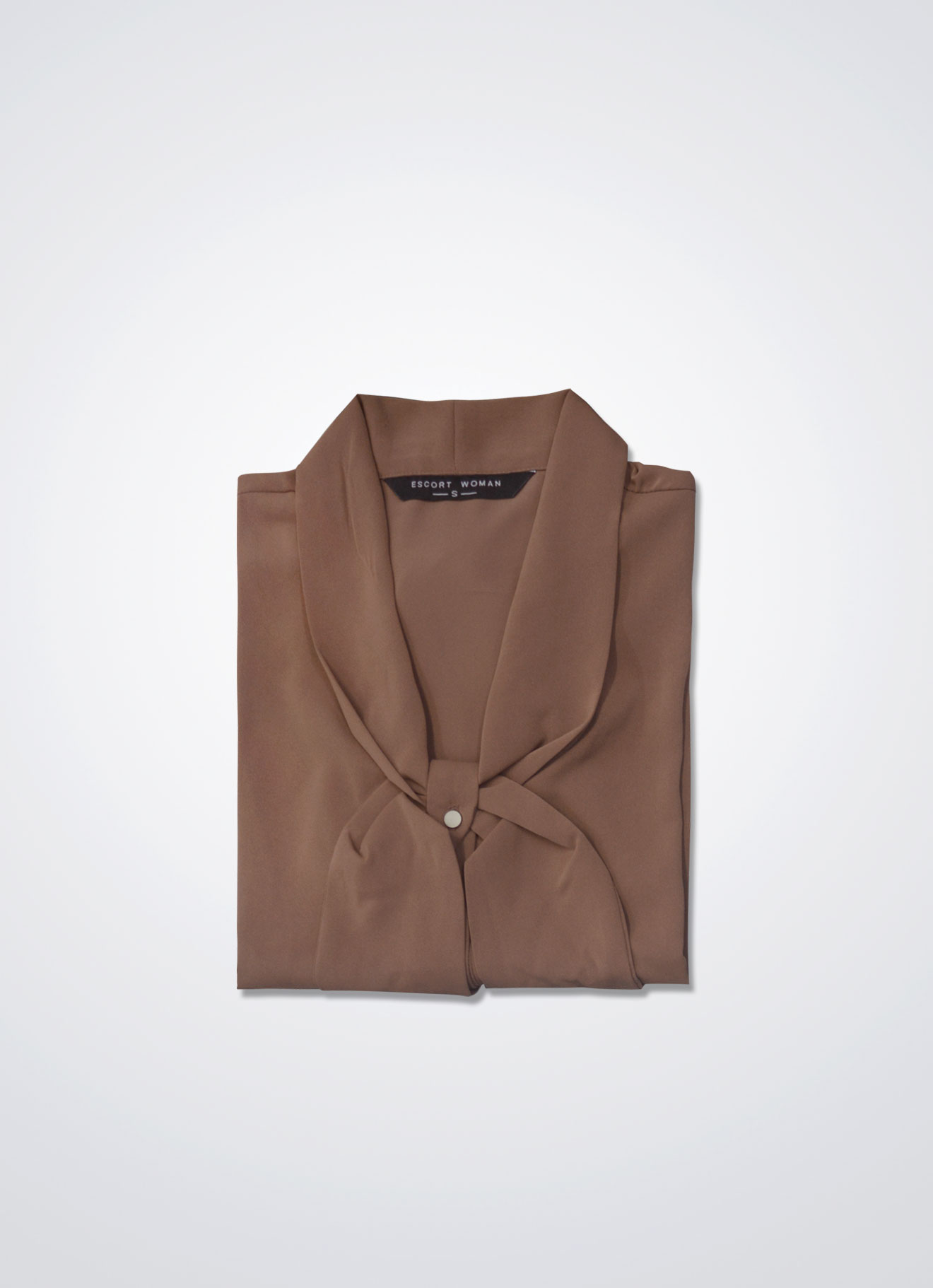Mocha-Bisque by Long-Sleeved Blouse