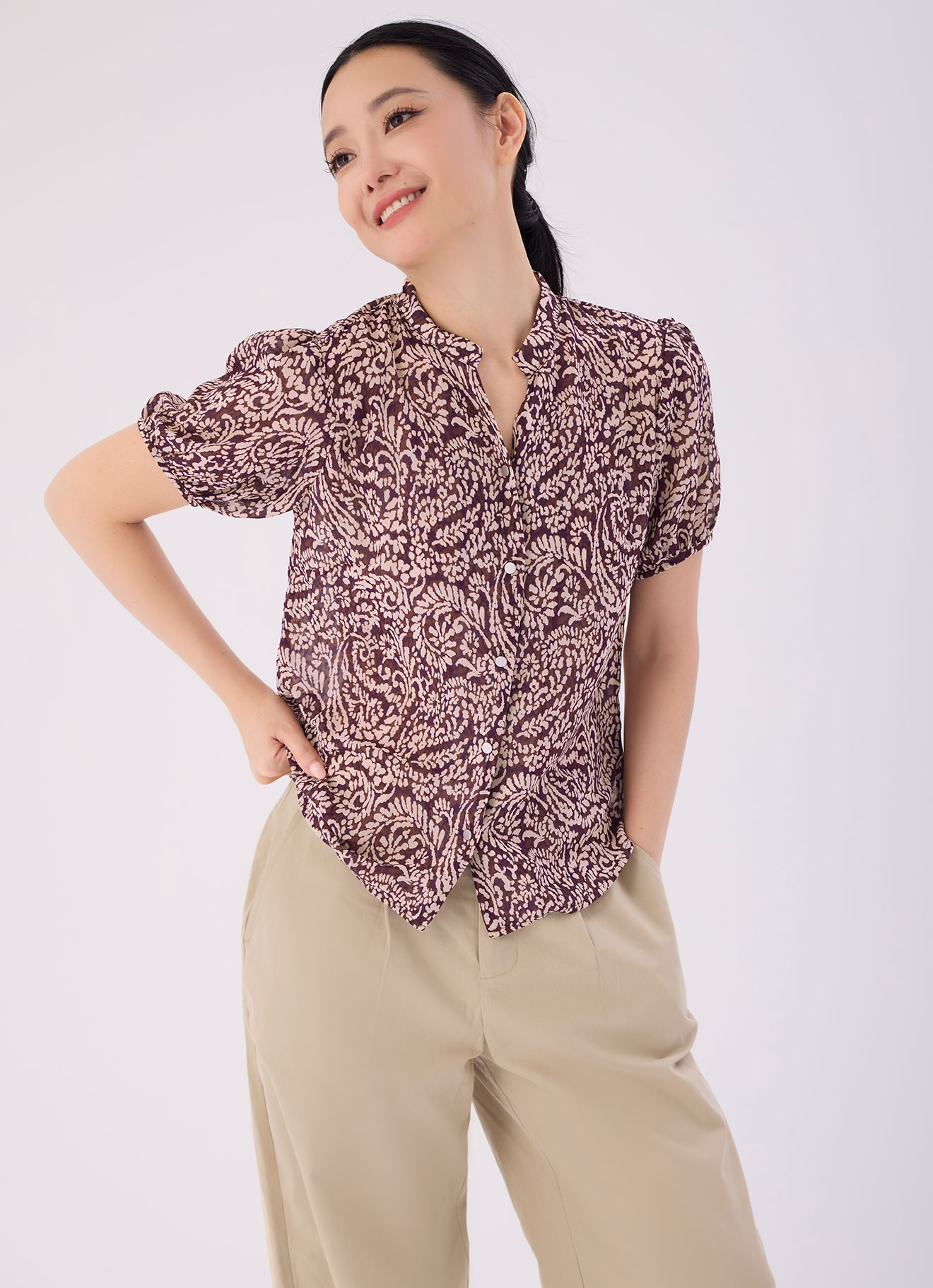 Monk's-Robe  by Printed Blouse
