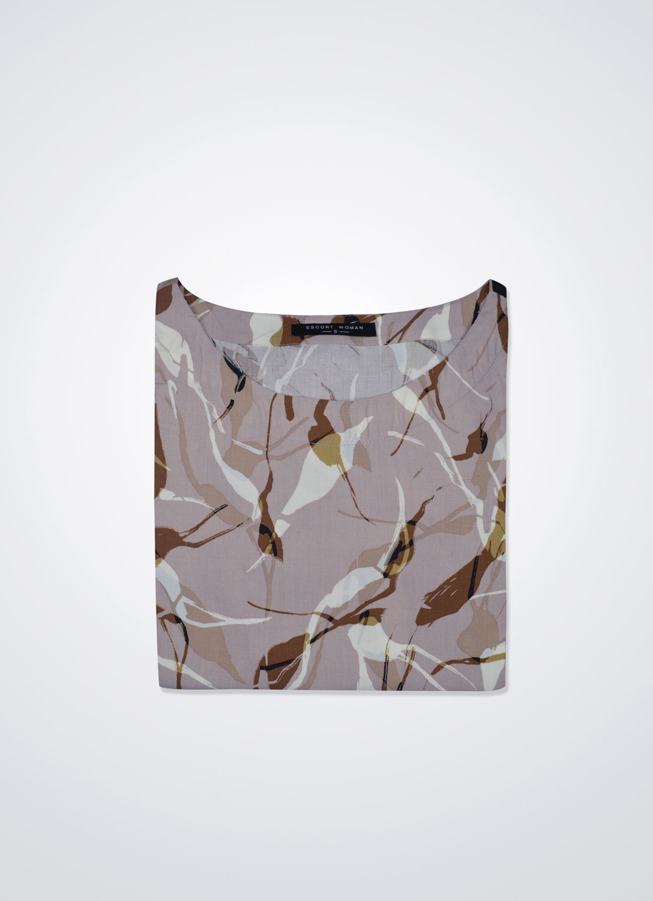 Mushroom by Round-Neck Blouse
