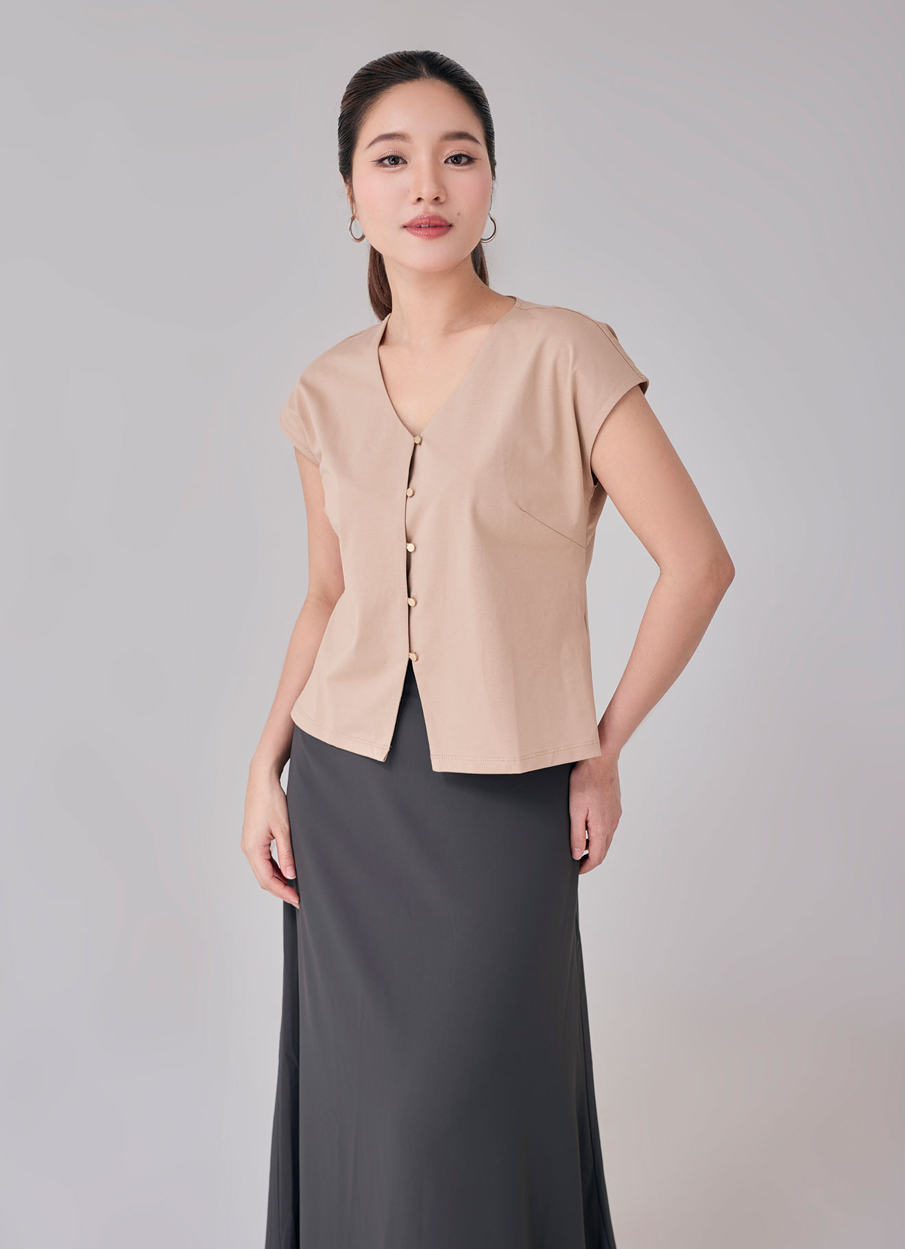Nougat by V-Neck Blouse