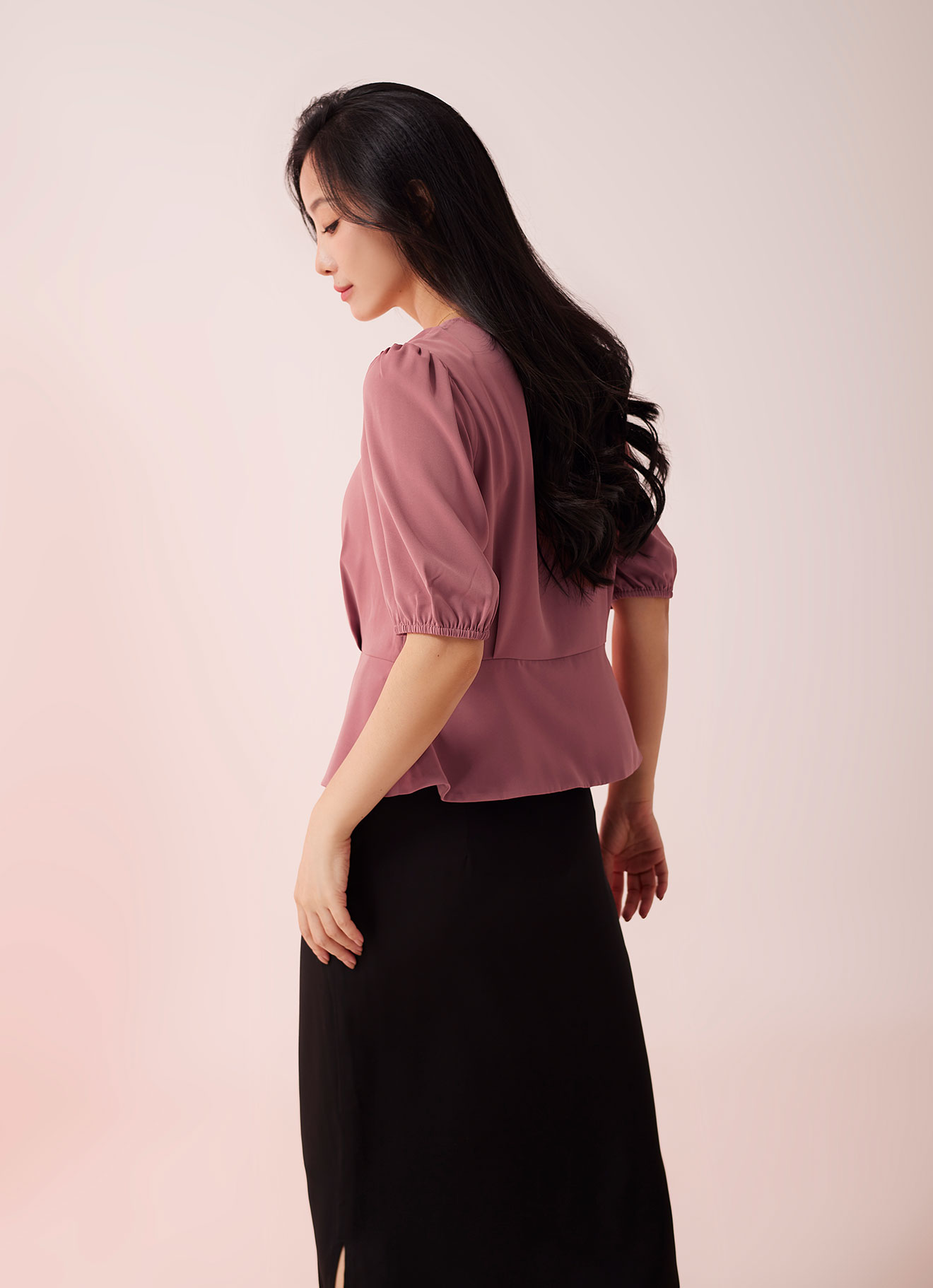 Old-Rose  by V-Neck Blouse