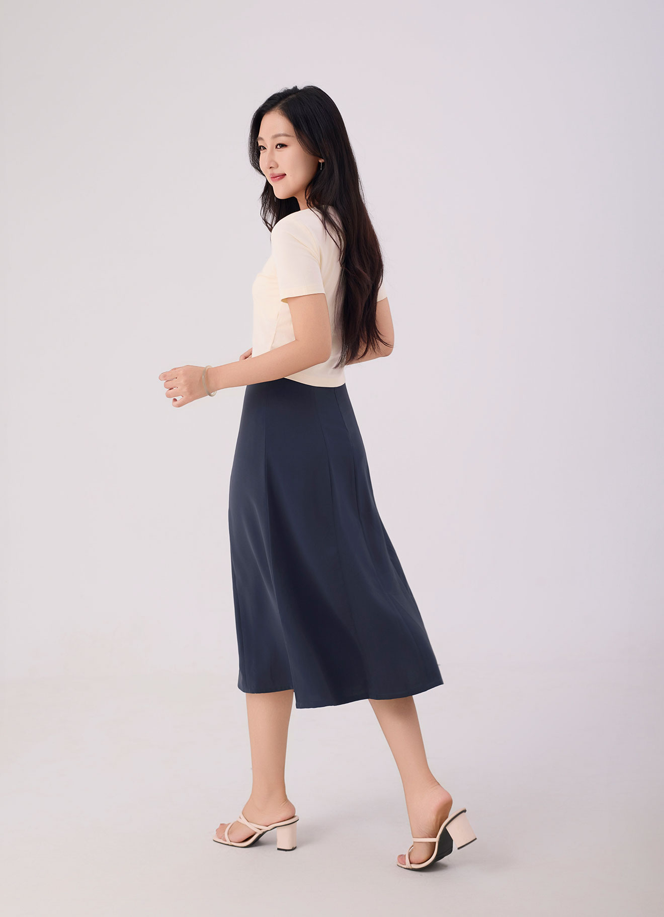 Ombre-Blue by Midi Skirt