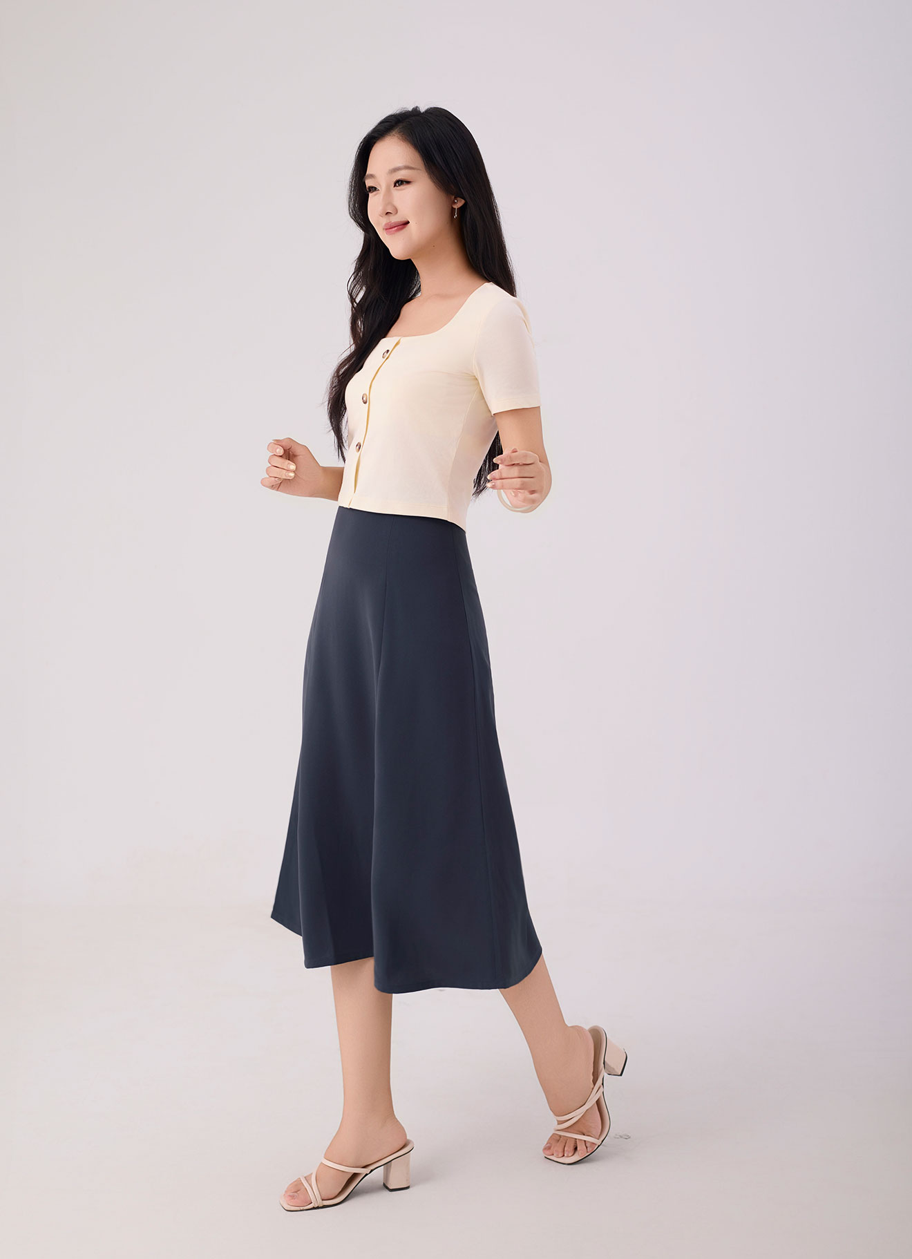 Ombre-Blue by Midi Skirt