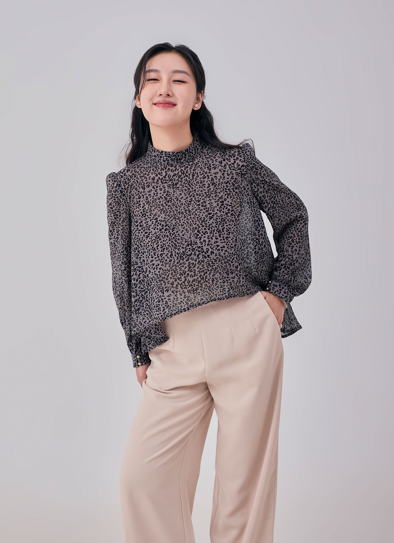 Opal-Gray by Long Sleeve Blouse