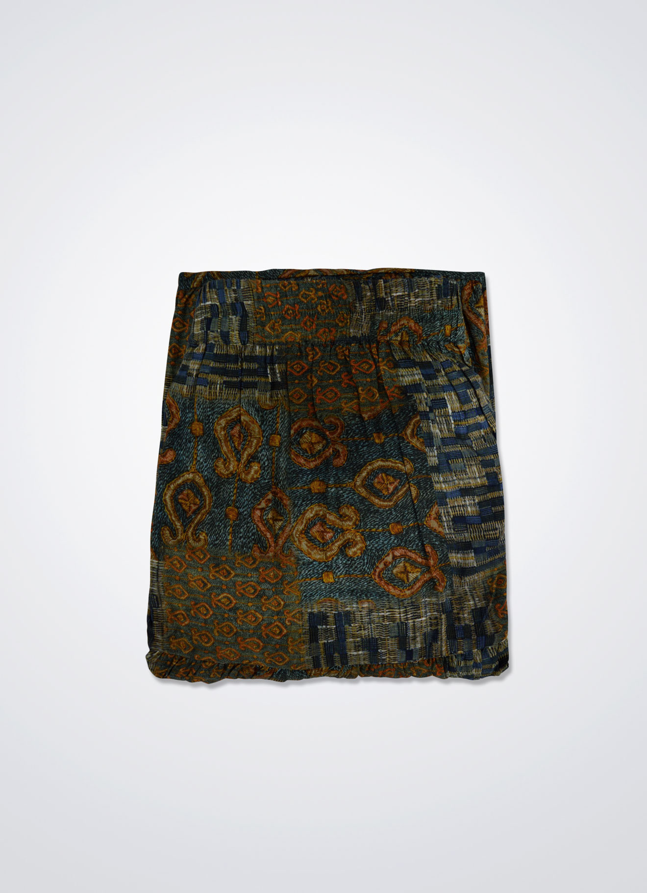 Orange-Ochre by Elastic-Waist Maxi Skirt