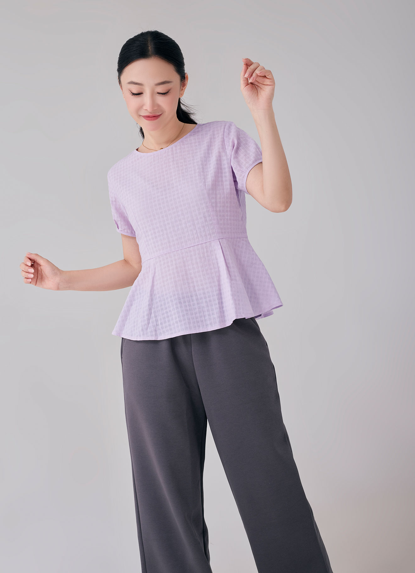 Orchid-Petal  by Round-Neck Blouse