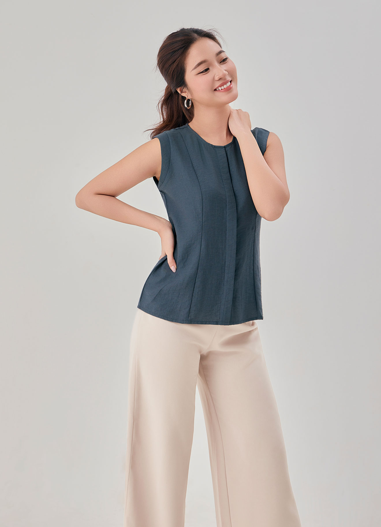 Orion-Blue by Sleeveless Blouse